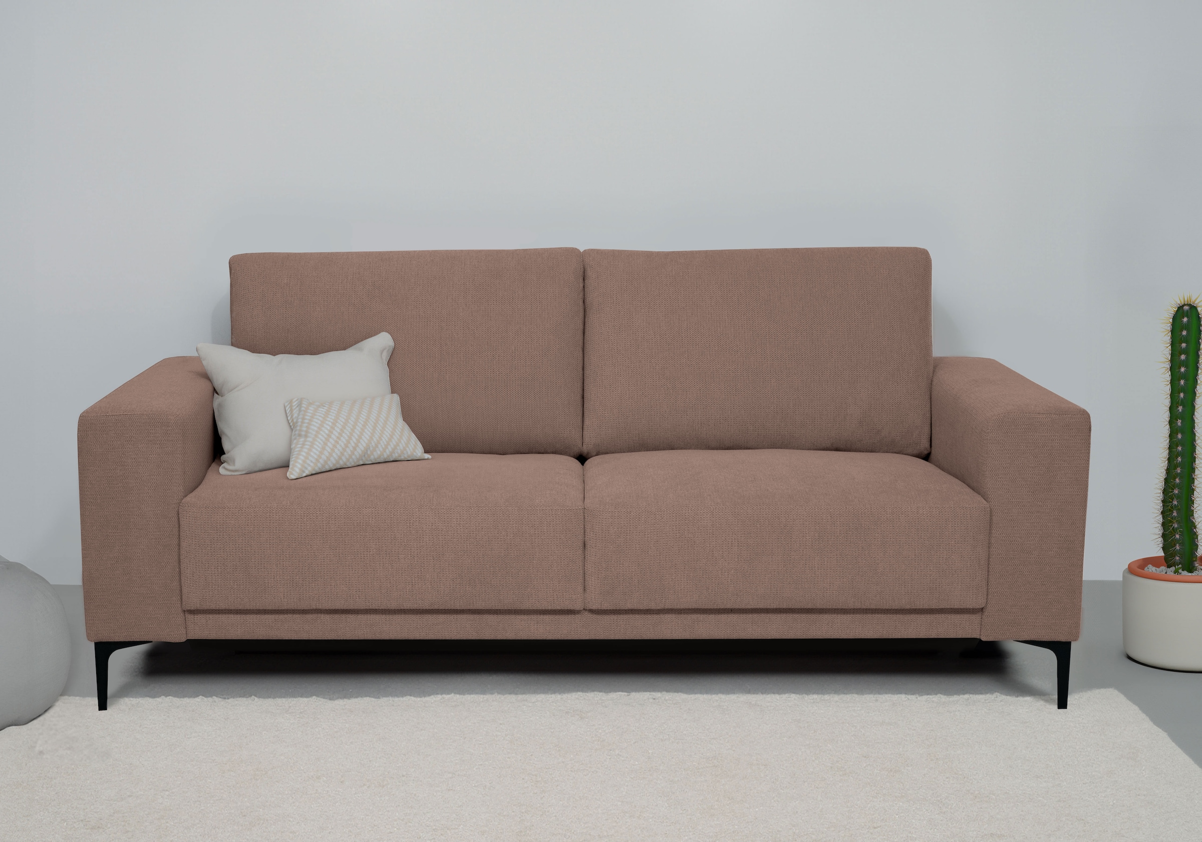 Places of Style 2-Sitzer »Xander«, Breite 164 cm, Webstoff, Soft-Touch Chenille, schwarze Metallfüße