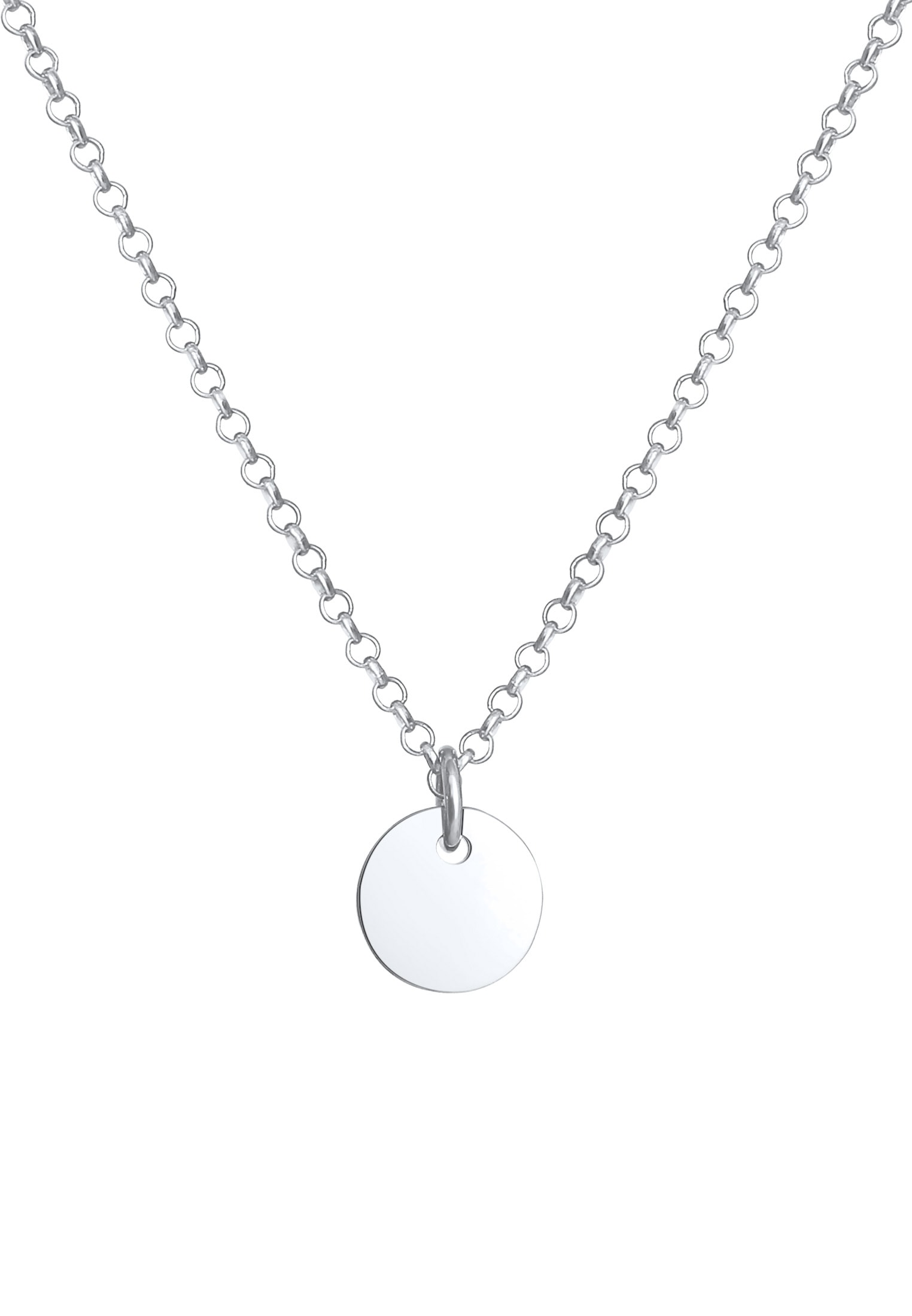 Elli Silberkette »Halskette Kinder Plättchen Kreis Coin Erbskette 925 Silber«