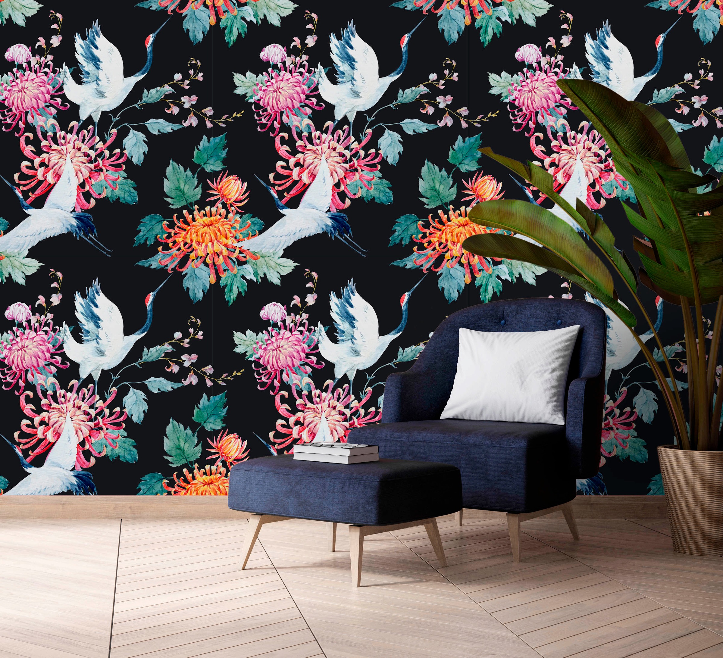 queence Vinyltapete »Irina«, bedruckt-Motiv-botanisch-floral-gemustert-natürlich, 90x250cm, selbstklebend, kinderleichte Anbringung, Sticker