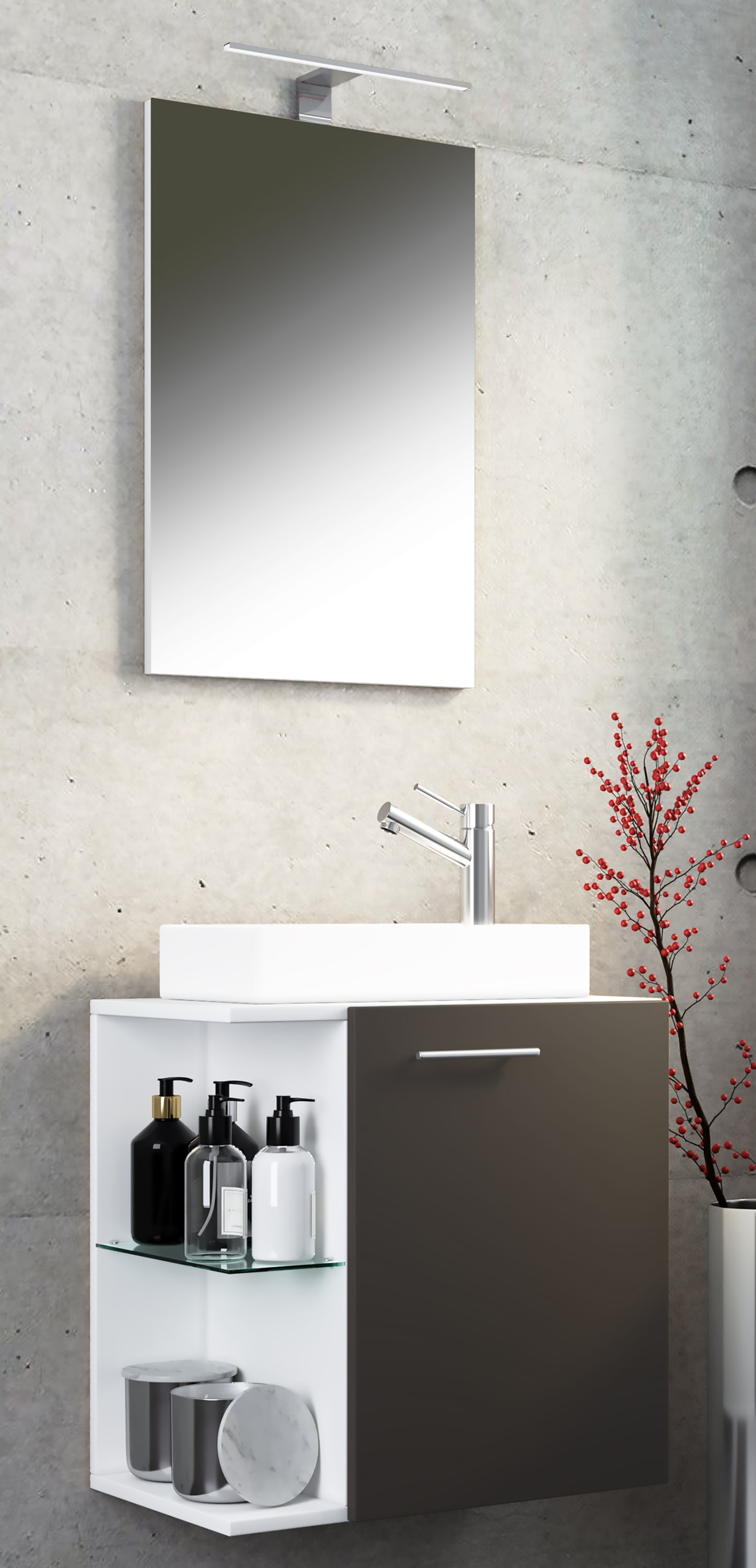 VCM Waschbeckenunterschrank »VCM 3-tlg Set | Waschplatz für Gäste WC | Gästebad | Waschtisch | Badezimmer Set - Hausa SP«, (3 St.)