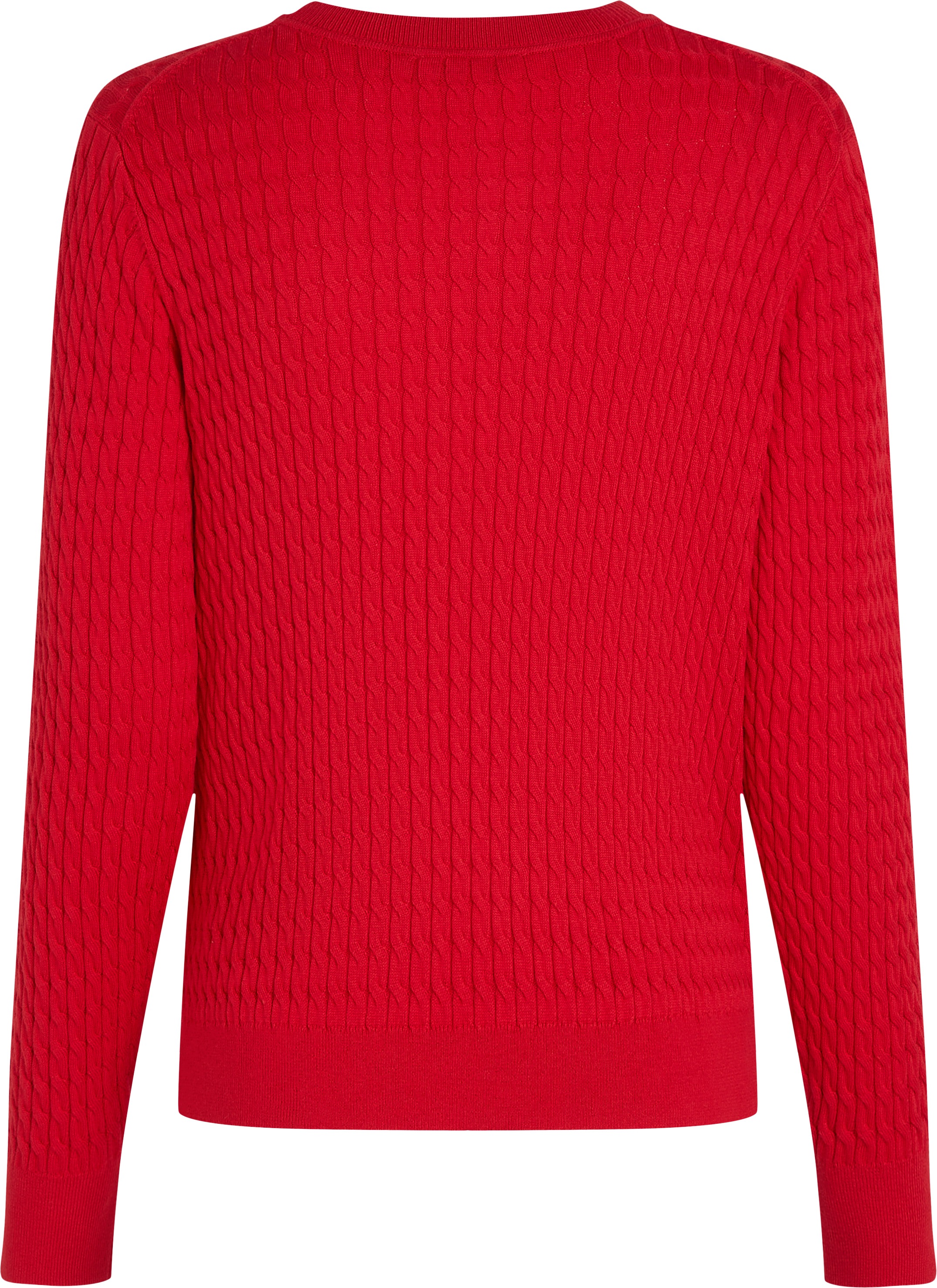Tommy Hilfiger Rundhalspullover »CO CABLE C-NK LS SWEATER«, mit Zopfmuster