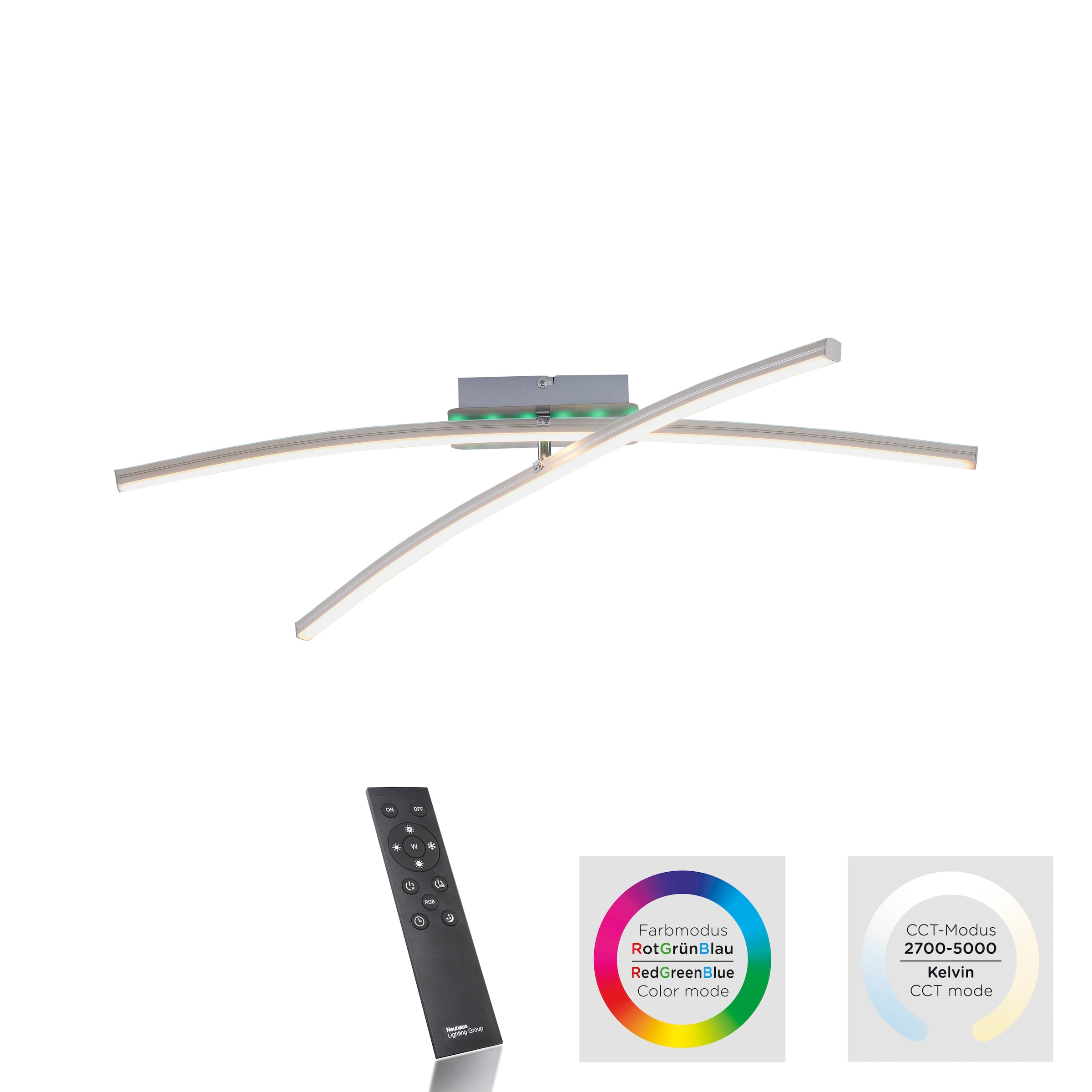 JUST LIGHT Deckenleuchte »ALINA«, 4 flammig, Leuchtmittel LED-Board-LED-Board | LED fest integriert, LED, CCT - über Fernbedienung, RGB, dimmbar über Fernbedienung