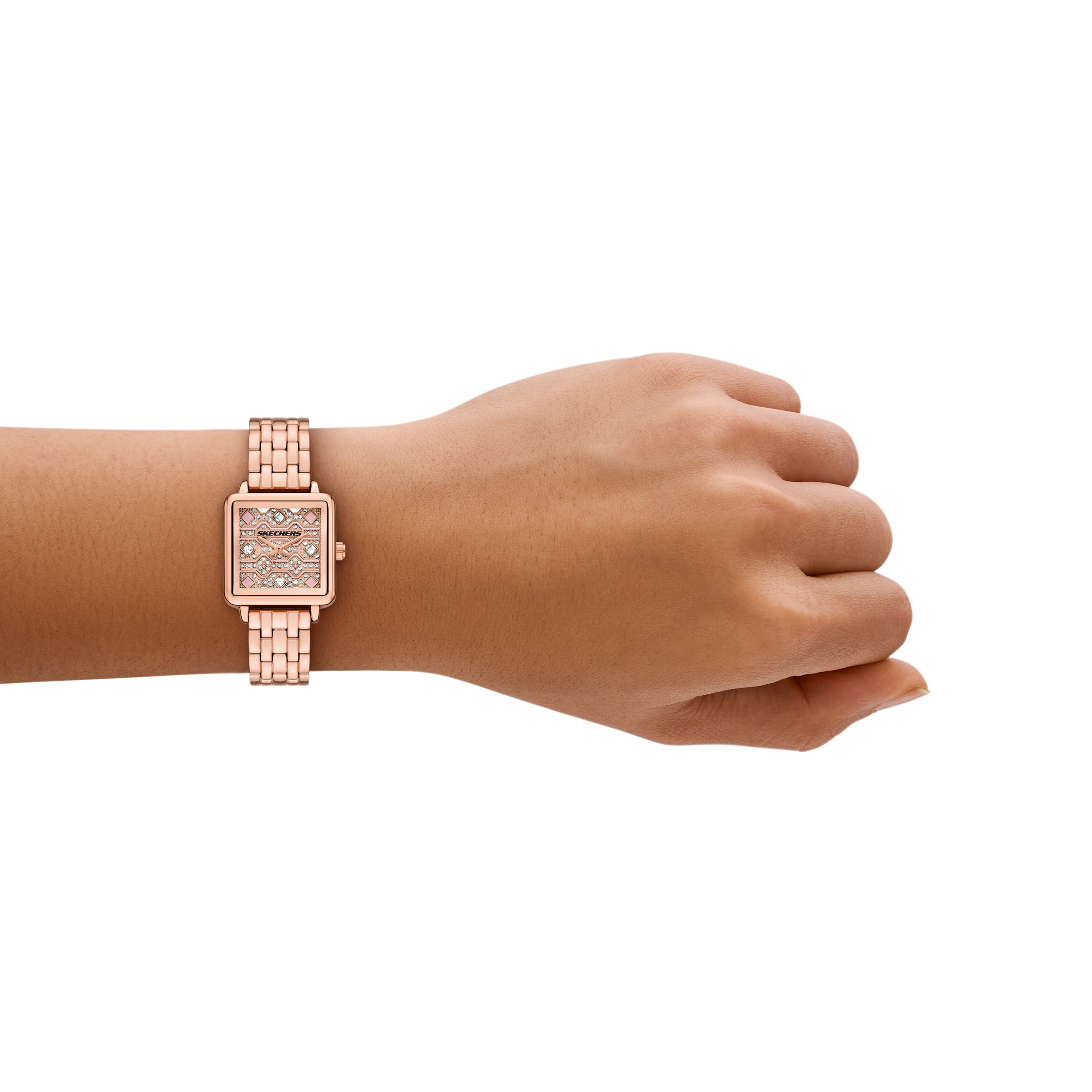 Skechers Quarzuhr »KATELLA« Armbanduhr, Damenuhr, analog, Glassteine