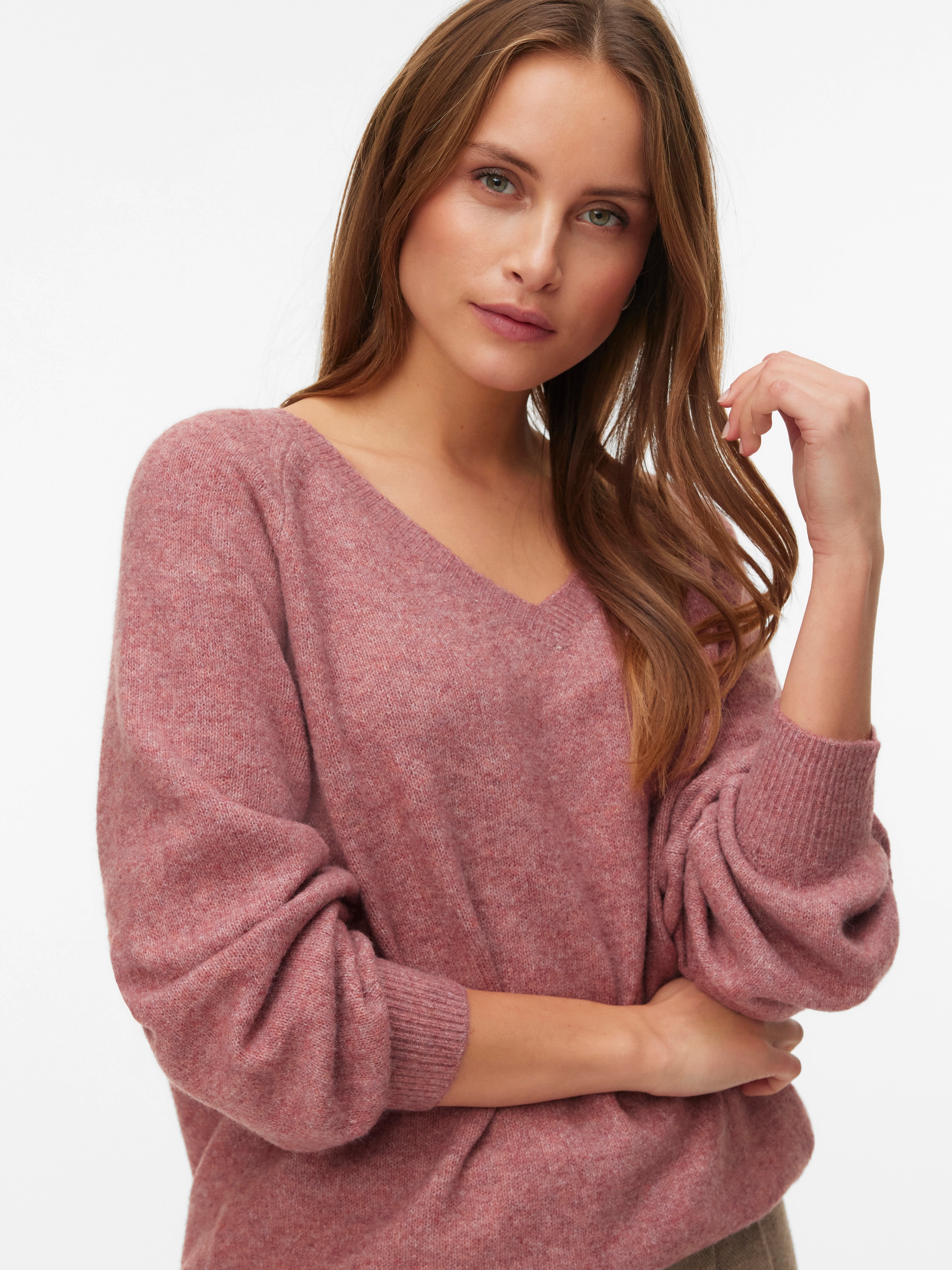 Vero Moda V-Ausschnitt-Pullover »VMLEAF LS LONG V-NECK PULLOVER«