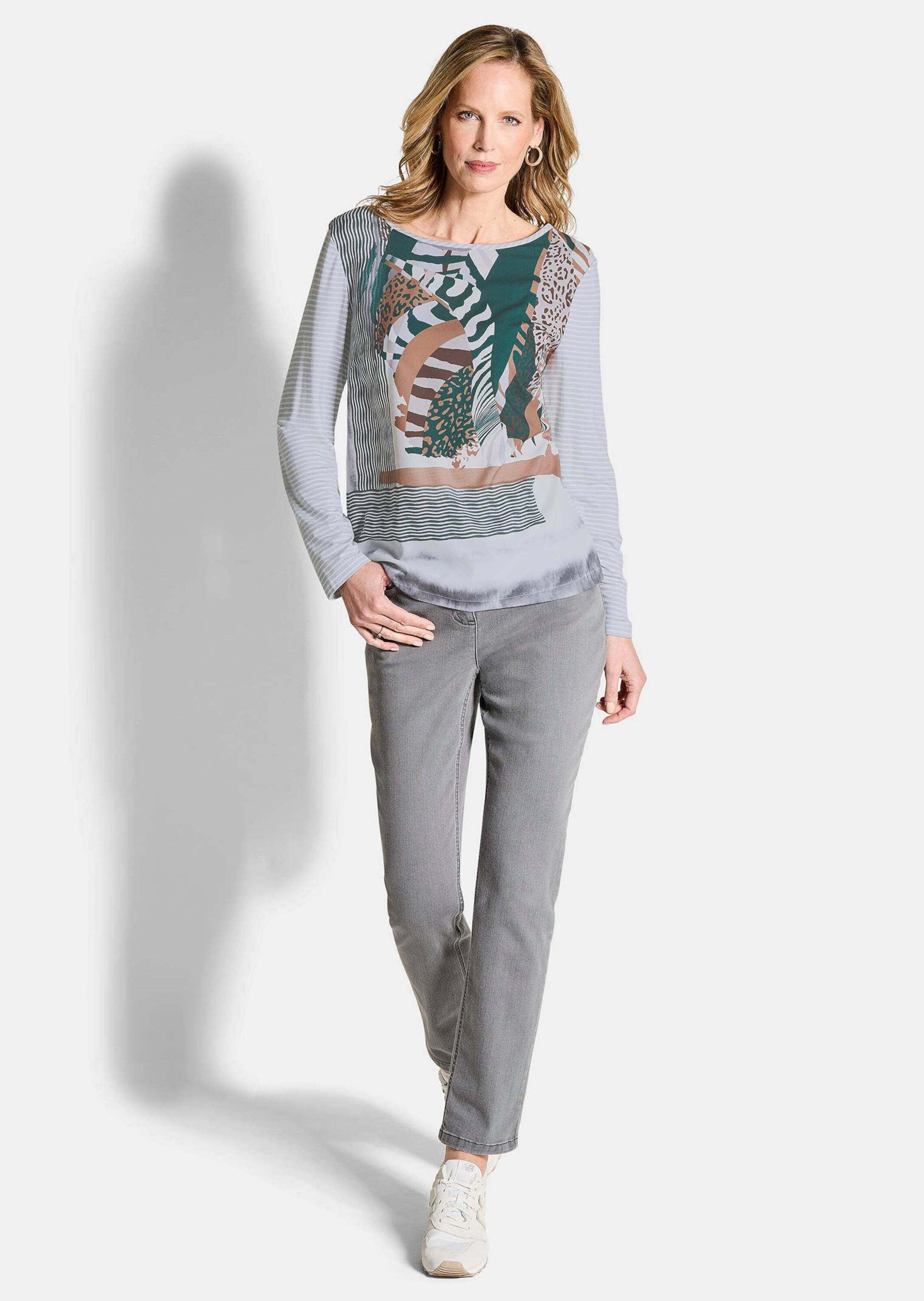 GOLDNER Langarmshirt »Langarm Satinshirt mit Allover-Print« Muster- und Materialmix