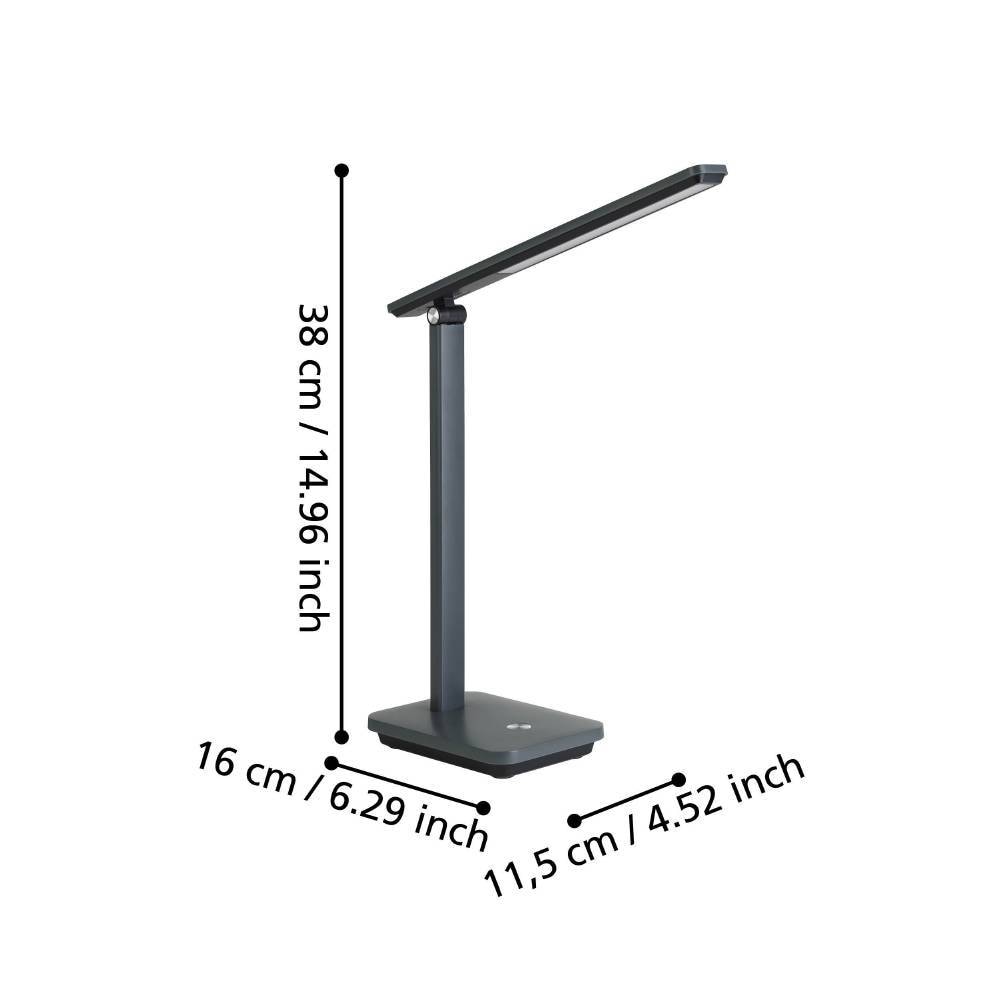 EGLO Tischleuchte »INIESTA LED Tischlampe, grau-schwarz, Touchsensor, dimmbar, USB«, 1 flammig, Leuchtmittel LED-Modul | LED fest integriert, Leselampe, Schreibtischlampe, 3-step CCT, Kopf verstellbar, 33x35x35cm