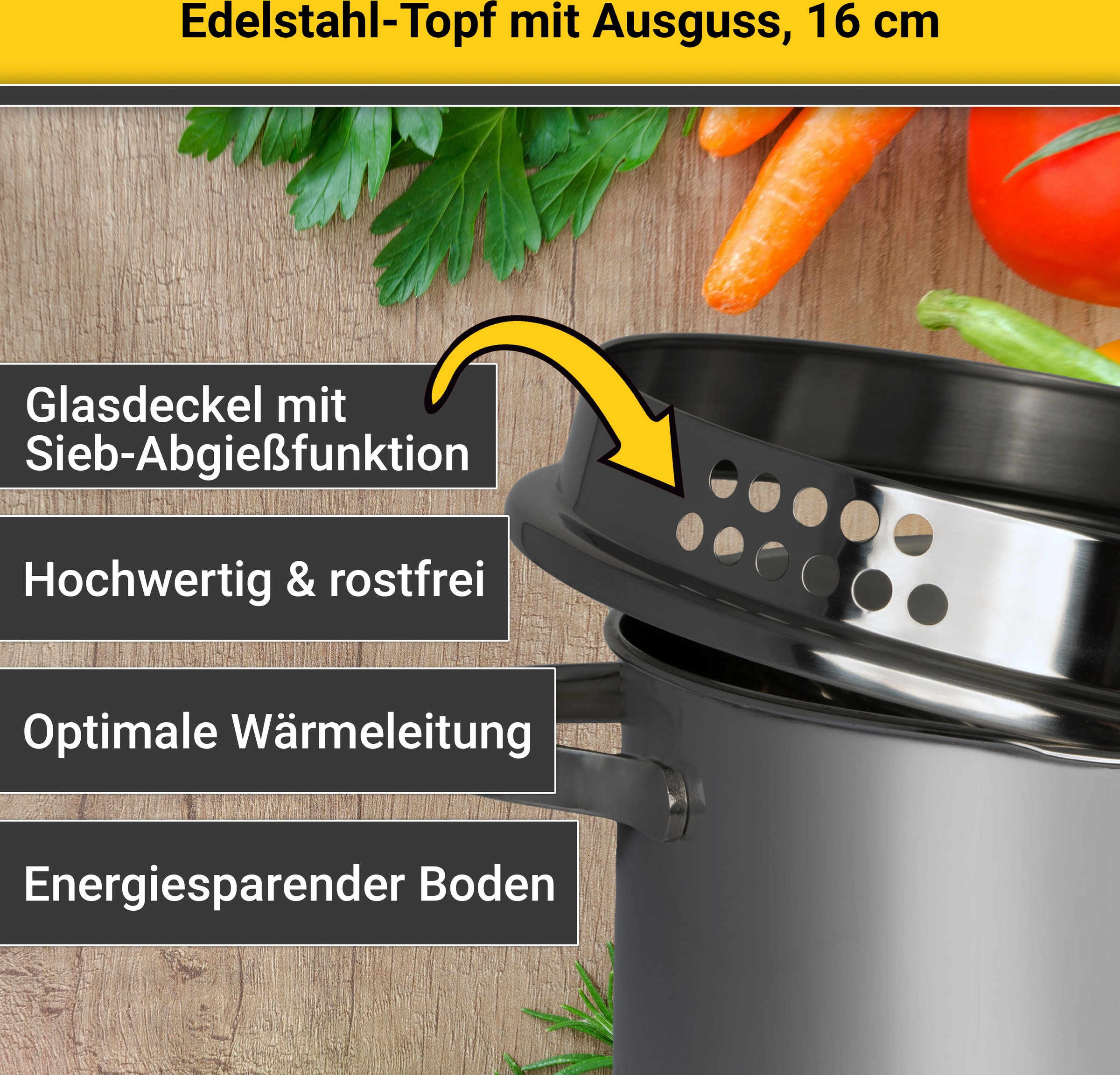 Krüger Kochtopf, Edelstahl 18/8, (1 tlg.), Induktion