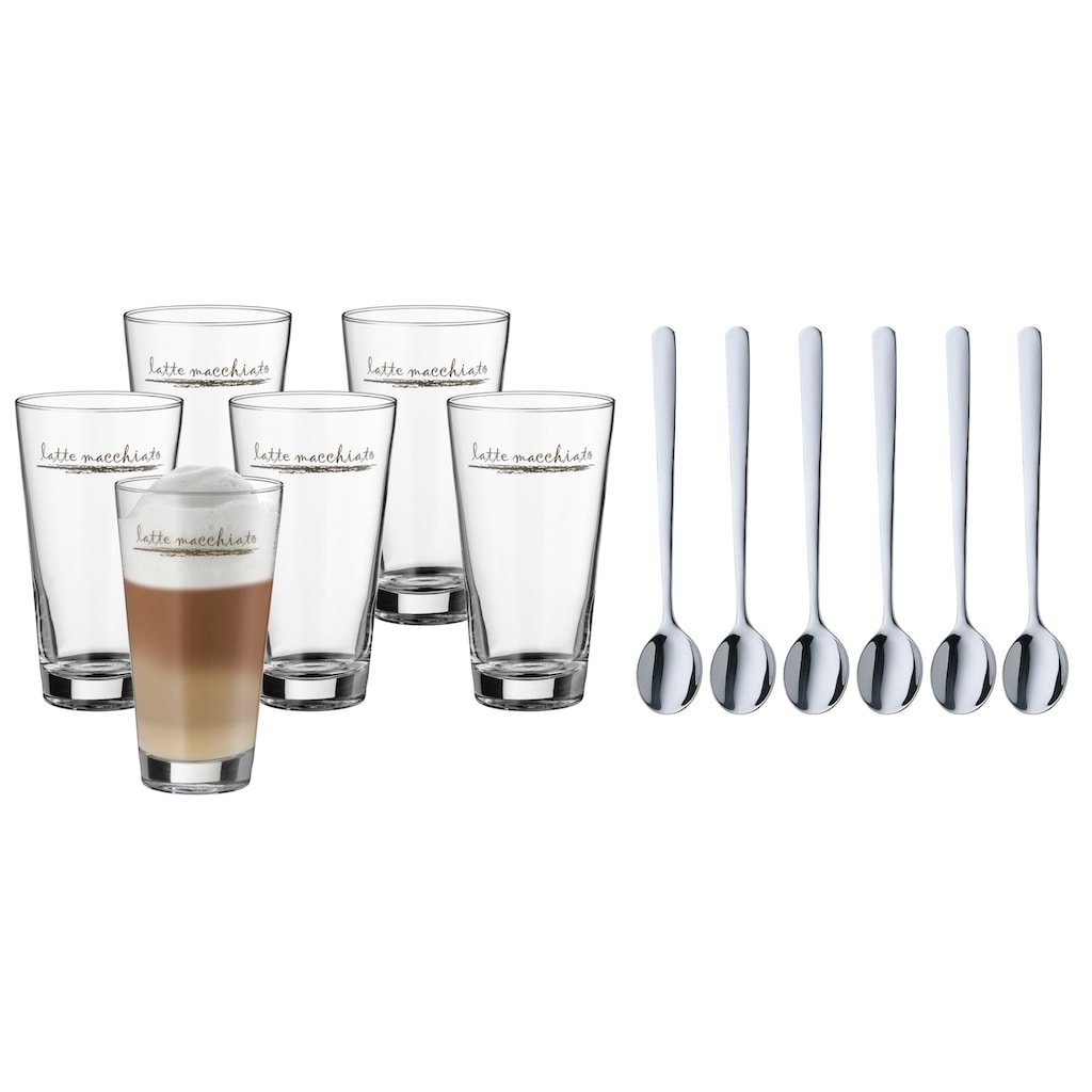 WMF Gläser-Set »Clever&More«, (Set, 12 tlg., 6x Latte Macchiato Gläser-6x Latte Macchiato Löffel)