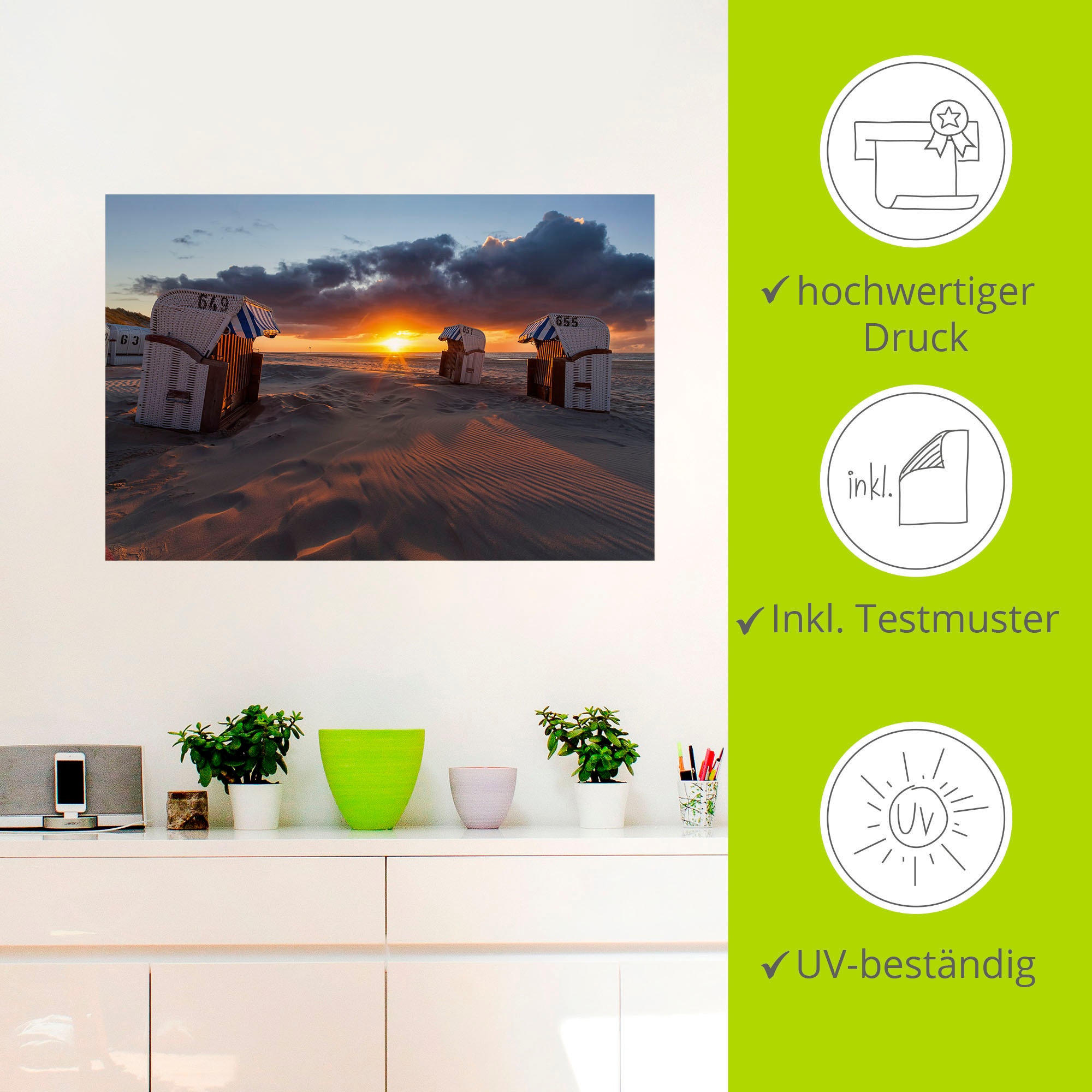 Artland Wandbild »Am Ende eines Tages«, Strandbilder, (1 St.), als Alubild, Leinwandbild, Wandaufkleber oder Poster in versch. Größen
