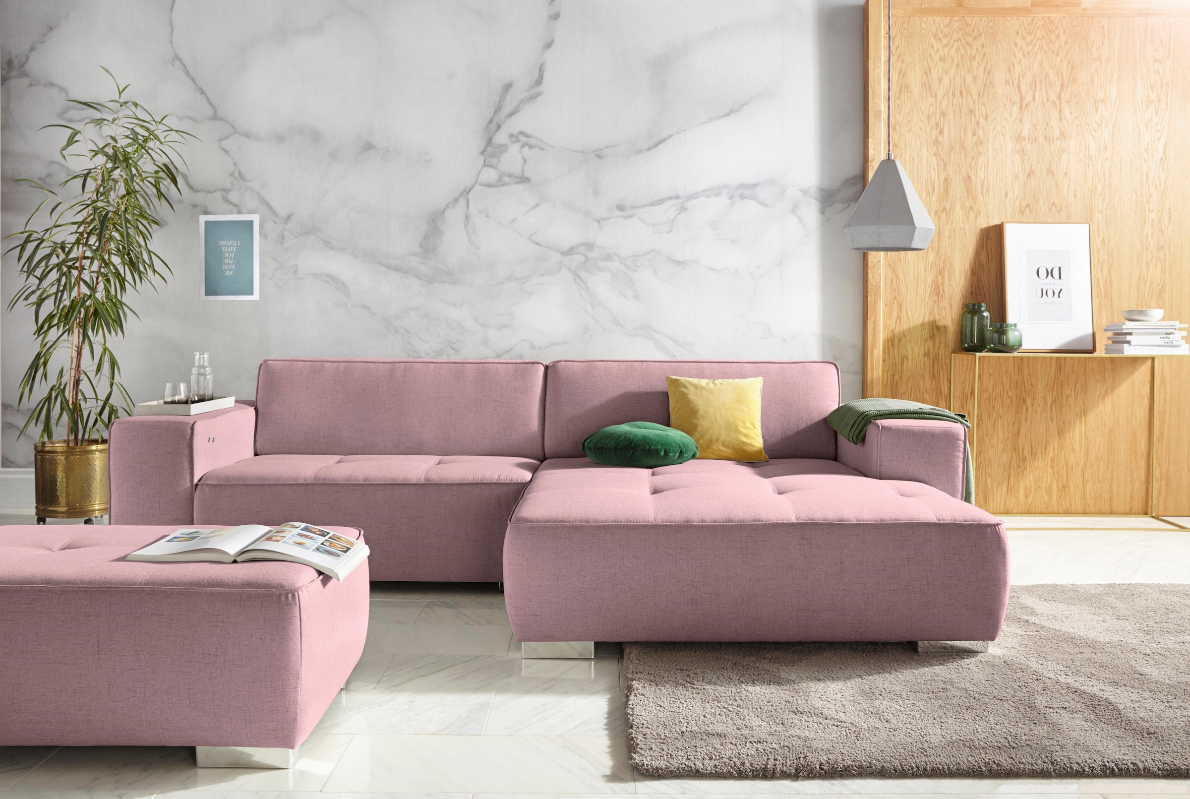 INOSIGN Ecksofa »Sapporo L-Form« wahlweise Bettfunktion oder Sitztiefenverstellung, Federkern