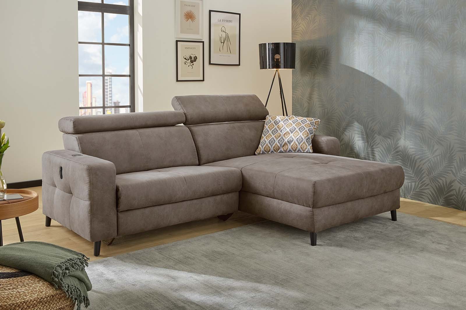 Jockenhöfer Gruppe Ecksofa »Doppio L-Form mit elektromotorischer Relaxfunktion und«, induktiver Lademöglichkeit + USB-A Ladeport, verstellbare Kopfstützen
