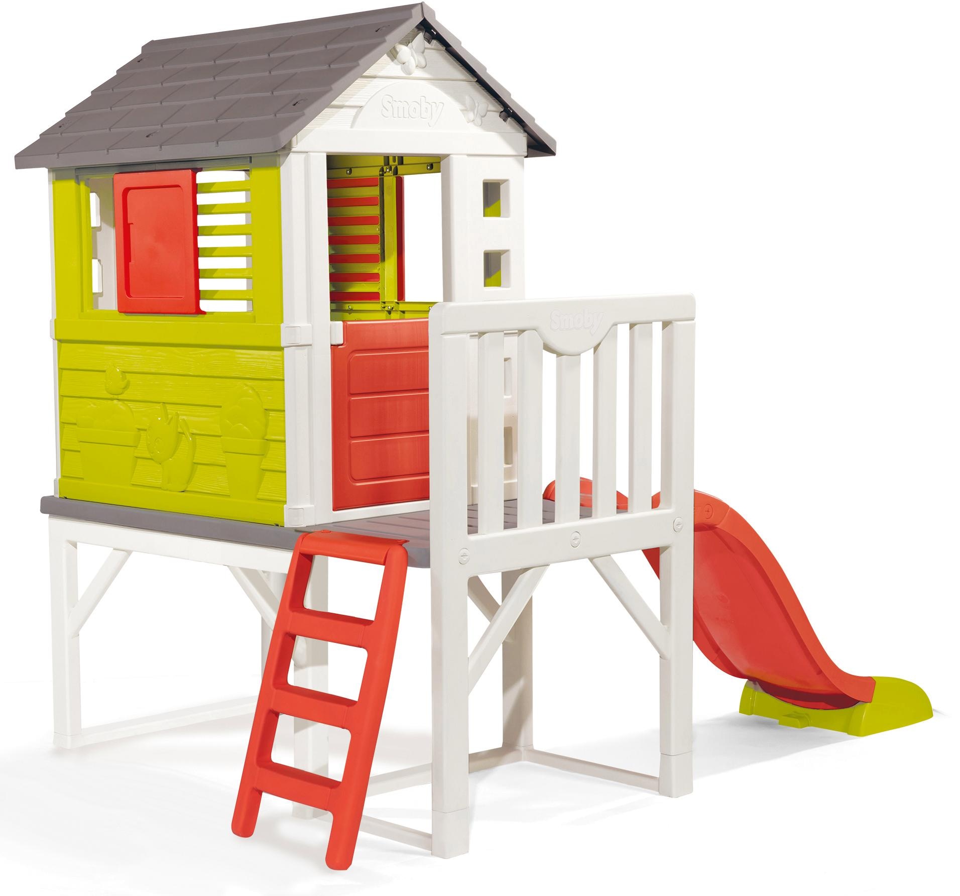 buntes Spielhaus mit Rutsche