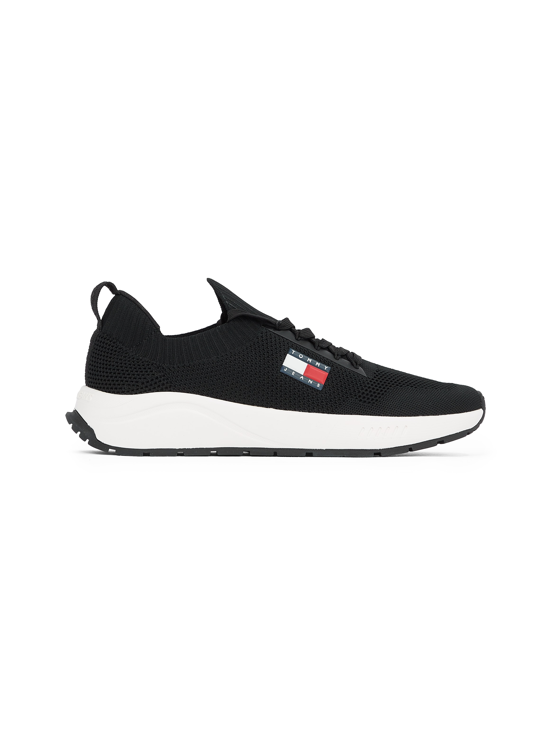 Tommy Jeans Slip-On Sneaker »TJM RUNNER KNTITTED«, Freizeitschuh, Halbschuh, Schlipper mit aufgesetzter Schnürung