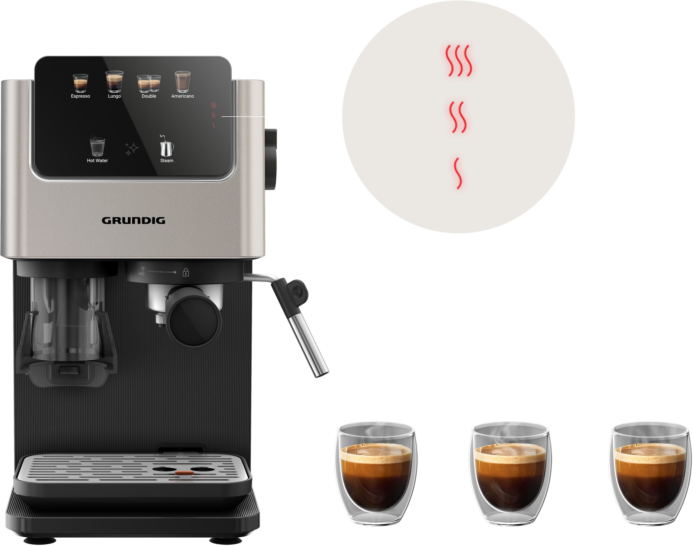 Grundig Siebträgermaschine »KSM 7530« mit Edelstahlmahlwerk