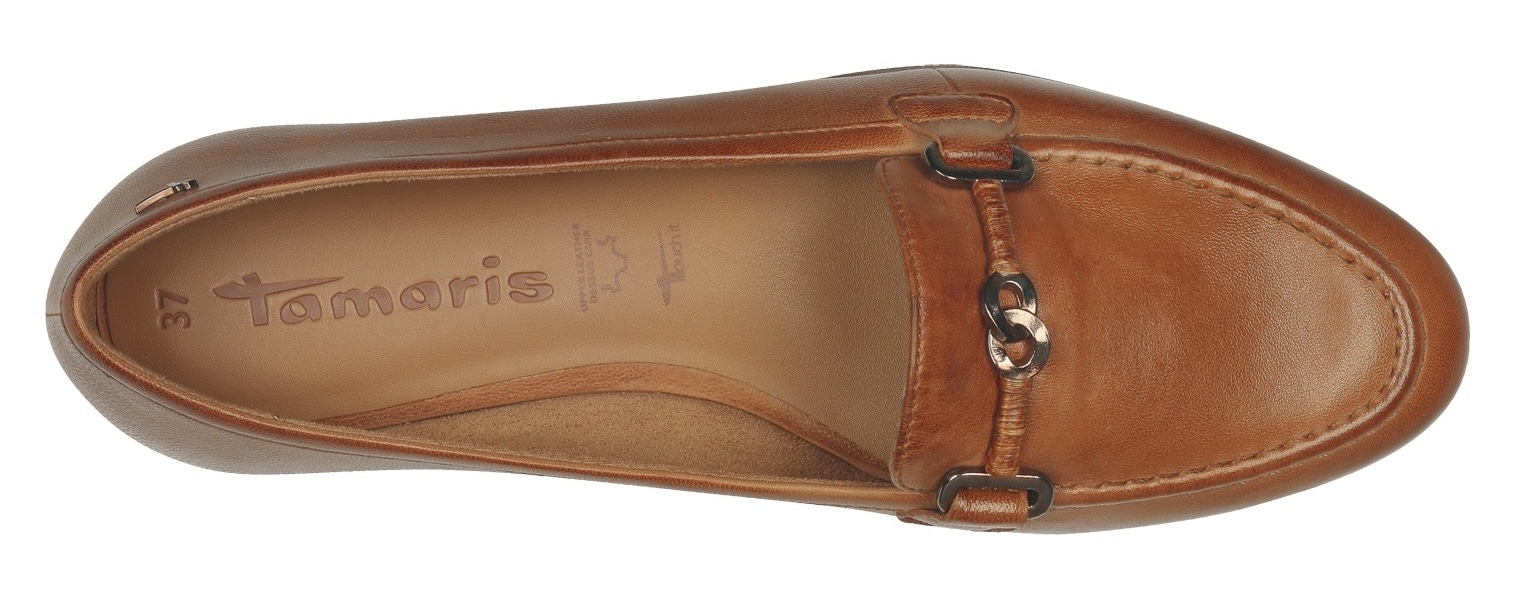 Tamaris Slipper, Blockabsatz, Schlupfschuh, Businessschuh mit hübscher Zierspange