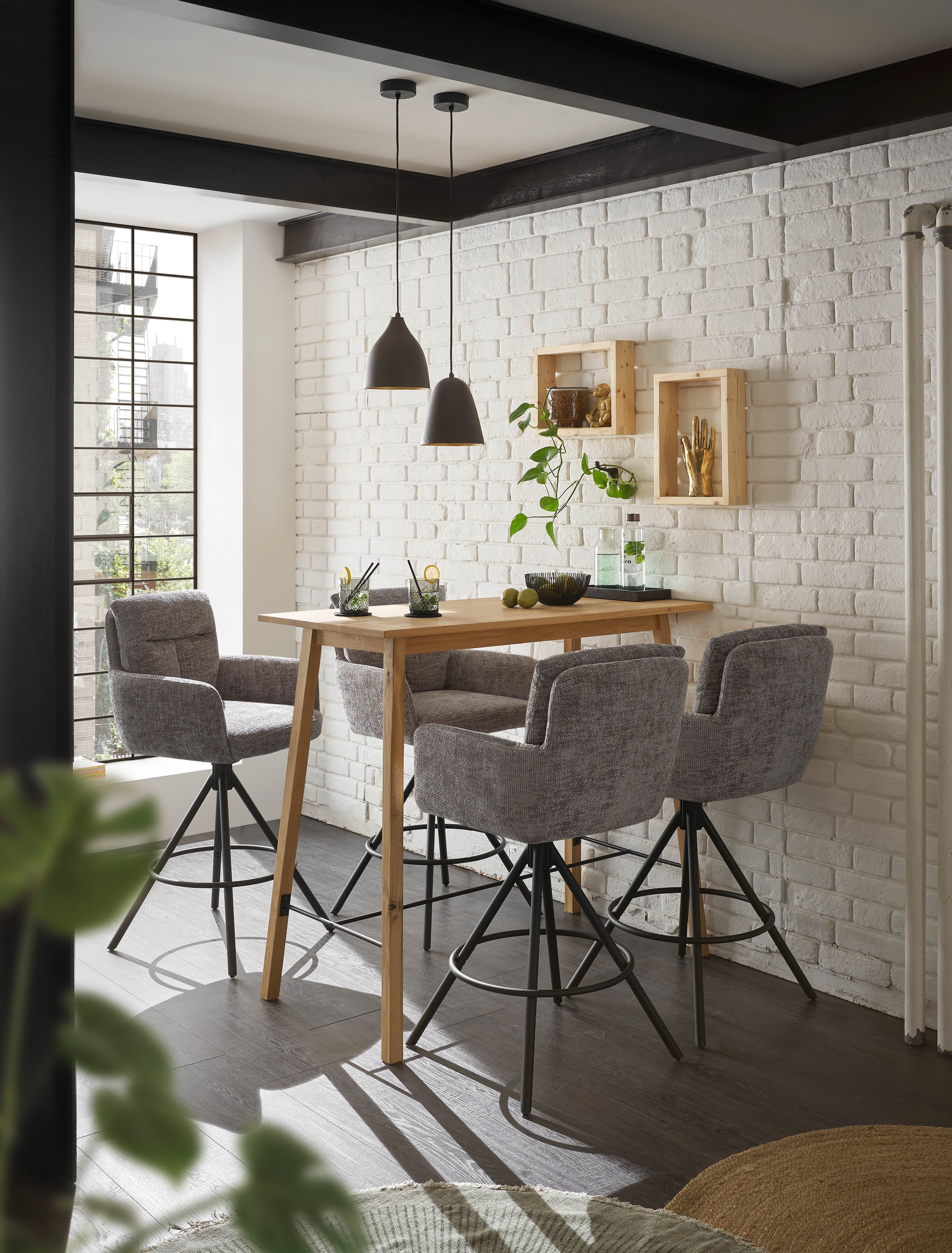 Stolkom Bartisch »Jules Eiche Massivholz geölt, Hochtisch BxHxT 120x104x60 cm«, Skandi Look Eiche Massivholz geölt durchgehende Lamelle