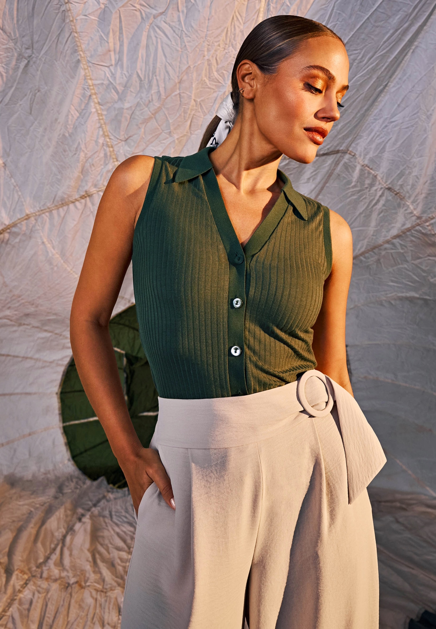 Zero Stricktop »Jerseytop mit Knopfleiste«