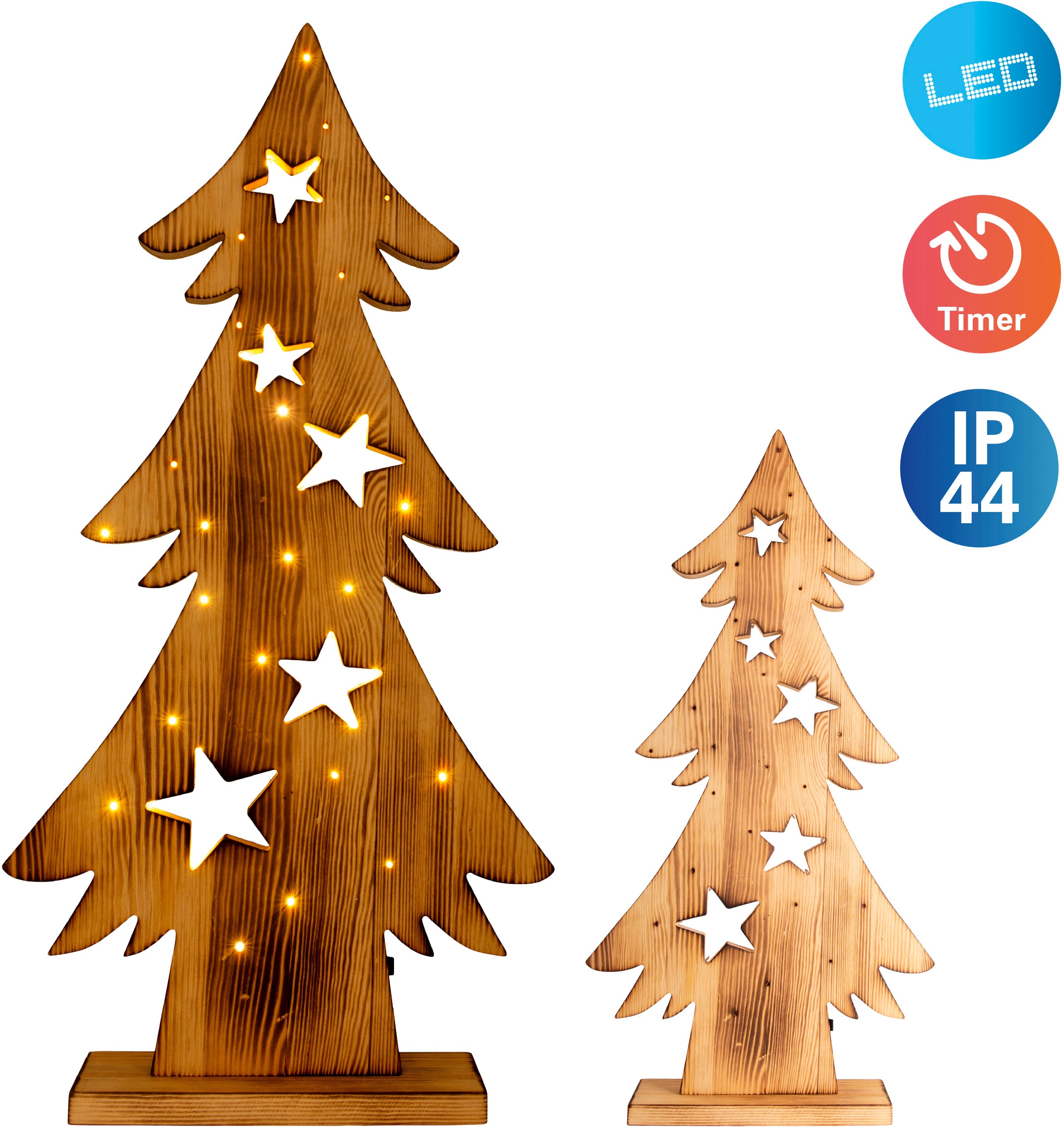 LED Dekoobjekt »LED-Holztannenbaum h: 70cm, Weihnachtsdeko aussen«, 1 flammig,...