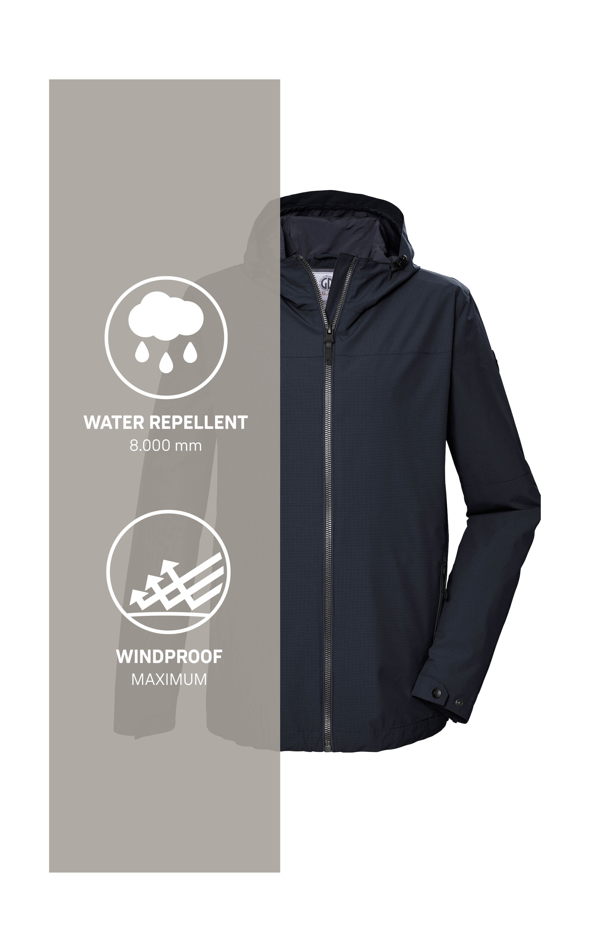 G.I.G.A. DX by killtec Funktionsjacke »GS 80 MN JCKT«, Herrenjacke wasserdicht 8.000 mm, Kapuze, nachhaltig, verstellbar
