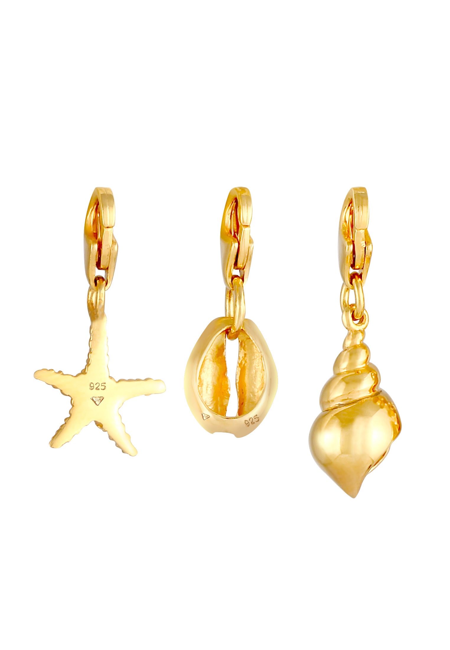 Nenalina Charm-Einhänger »Charm Seestern Muschel Strand Meer (3 tlg) 925 Silber«