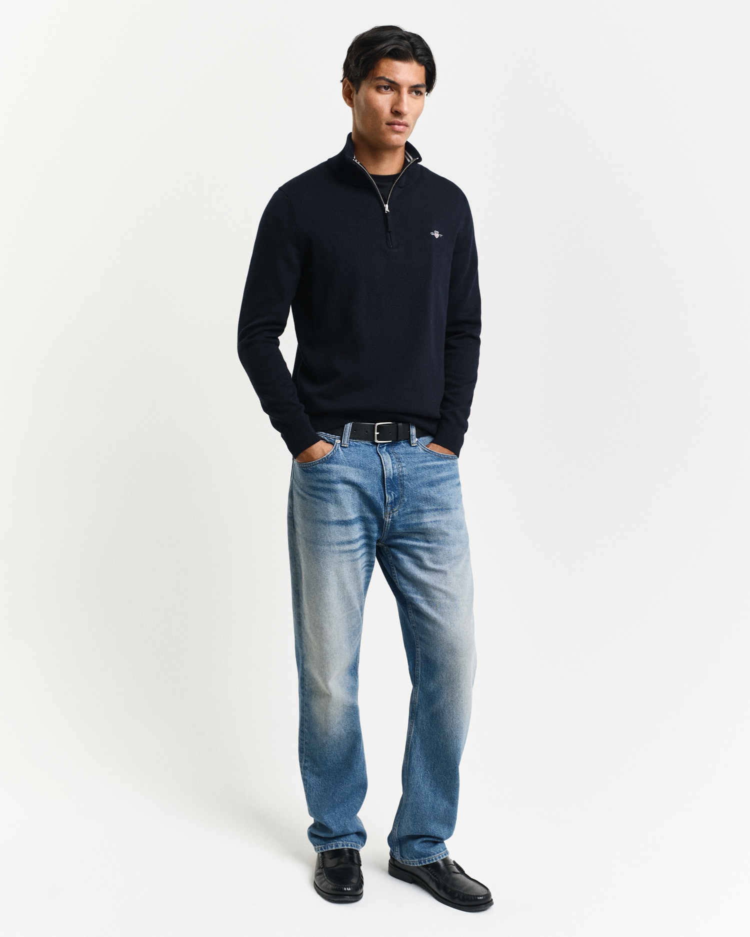 Gant Troyer »CLASSIC COTTON HALF ZIP«, mit gerippten Details