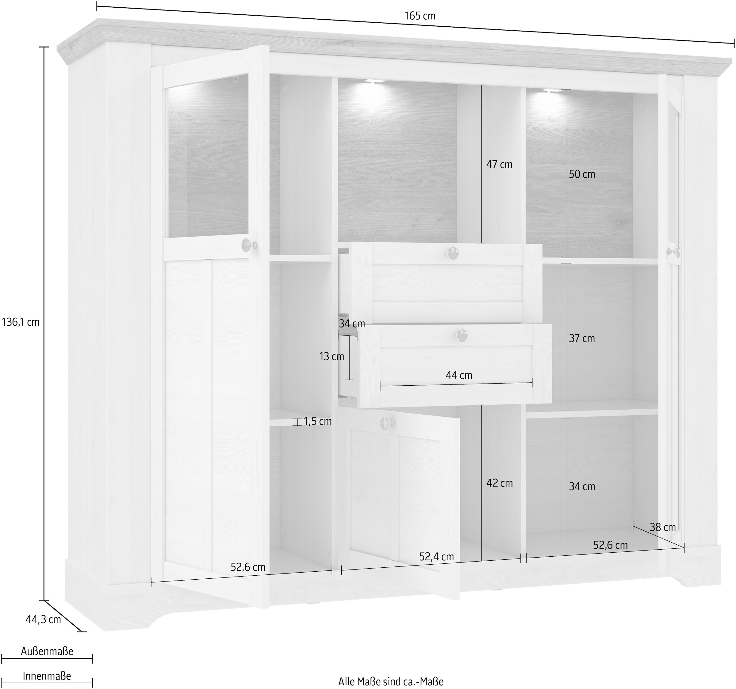 FORTE Highboard »Iloppa«, Höhe ca. 136 cm