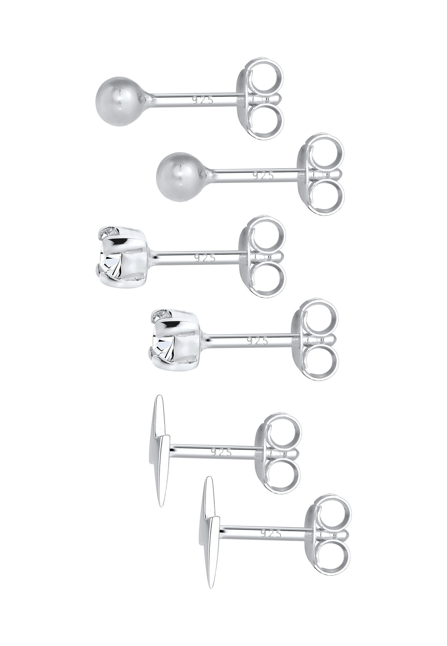 Elli Ohrstecker-Set »Ohrringe Stecker Kugel Blitz 3er Set 925 Silber, mit Kristallen von Swarovski®«