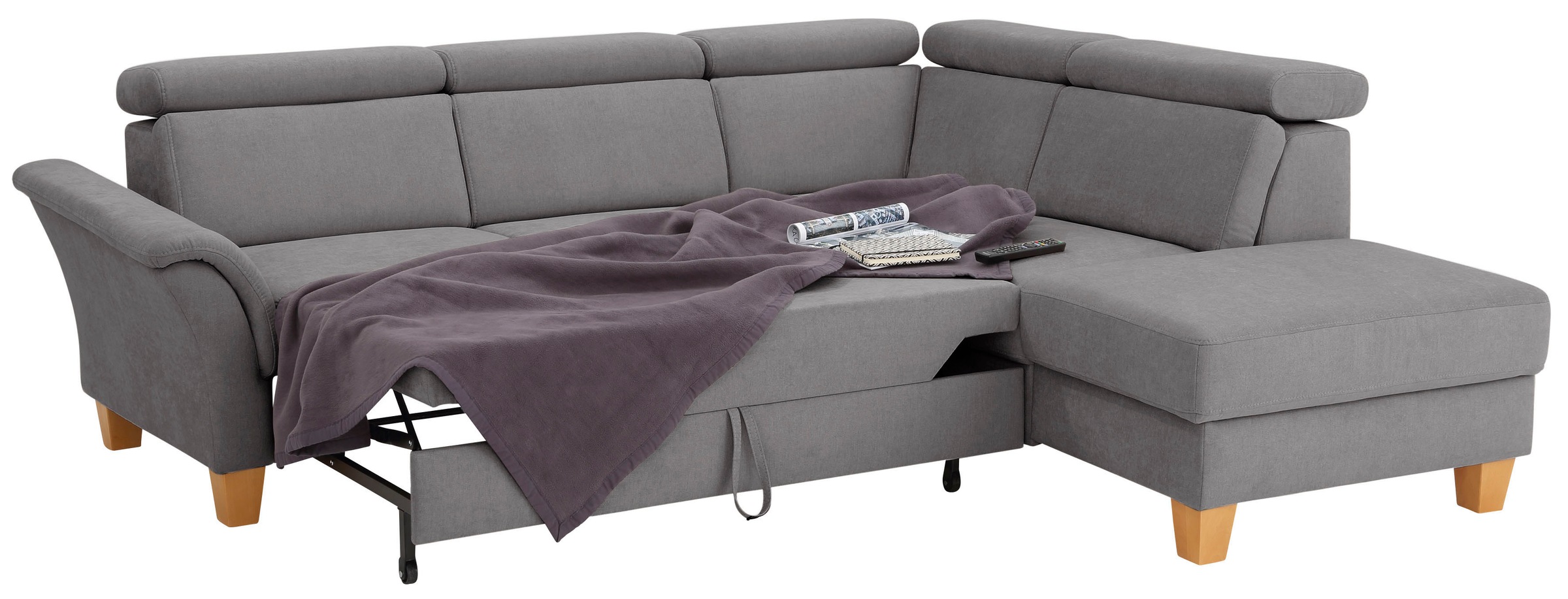 Home affaire Ecksofa »Conville L-Form«, Federkern, wahlweise mit Bettfunktion und Bettkasten bzw. Stauraum