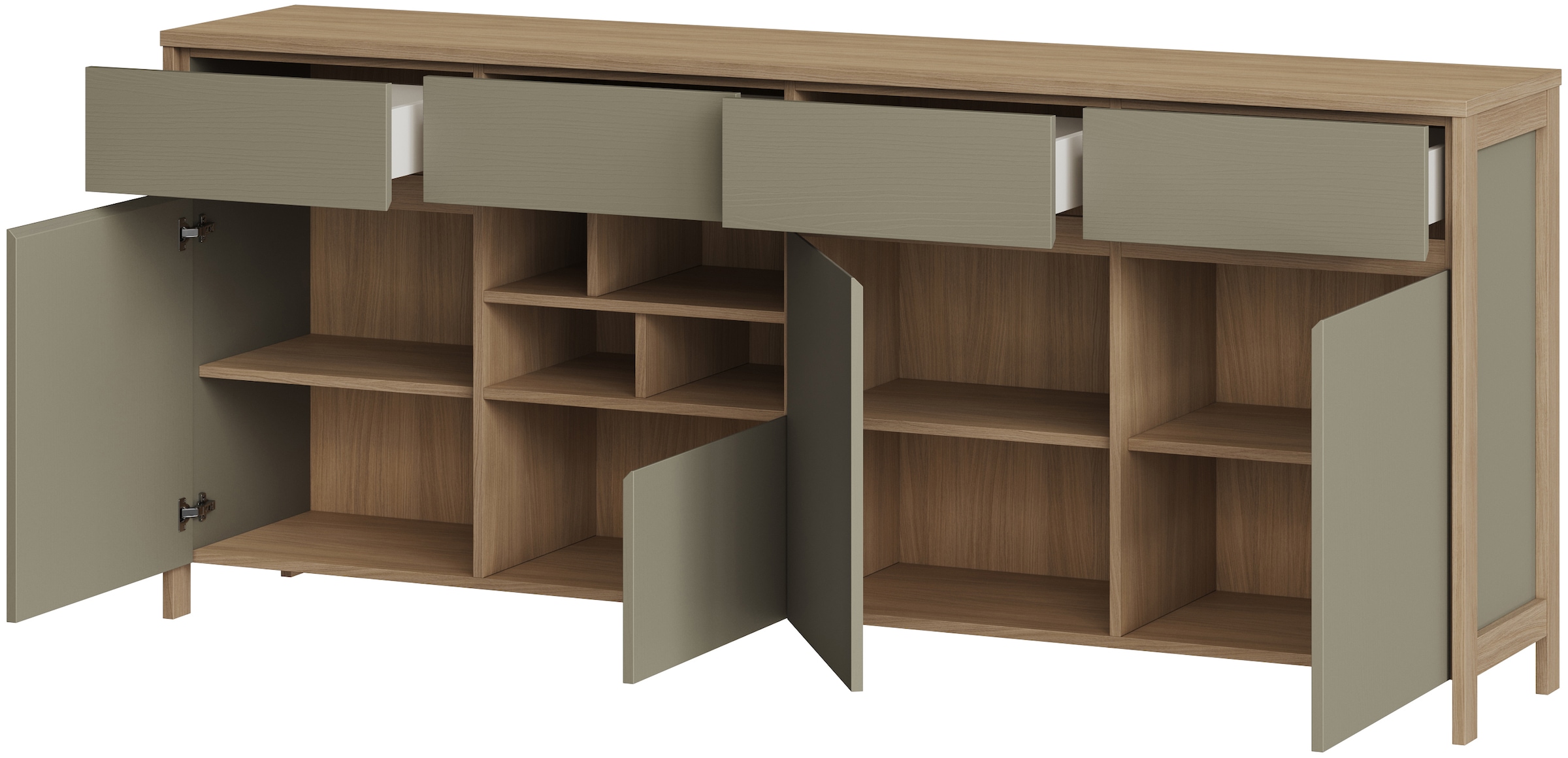 Home affaire Sideboard »Stranda, moderner Schrank, Kommode im Scandi-Style, 198 cm breit« elegante Rahmenoptik, ausreichend Stauraum, vielseitig einsetzbar