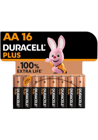 Duracell Batterie »NEU Plus AA Mignon Alkaline-Batterien, 1.5V LR6 MN1500, 16er-Pack«,... kaufen