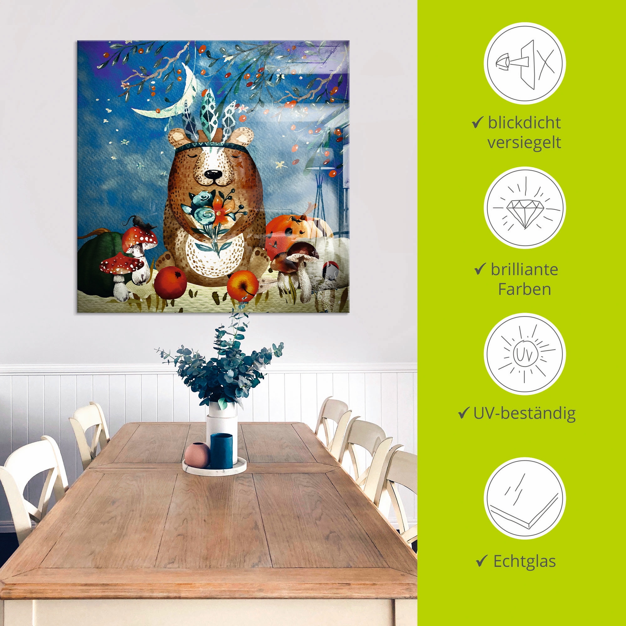 Artland Glasbild »Der müde Bär«, Tiere, (1 St.), in verschiedenen Größen