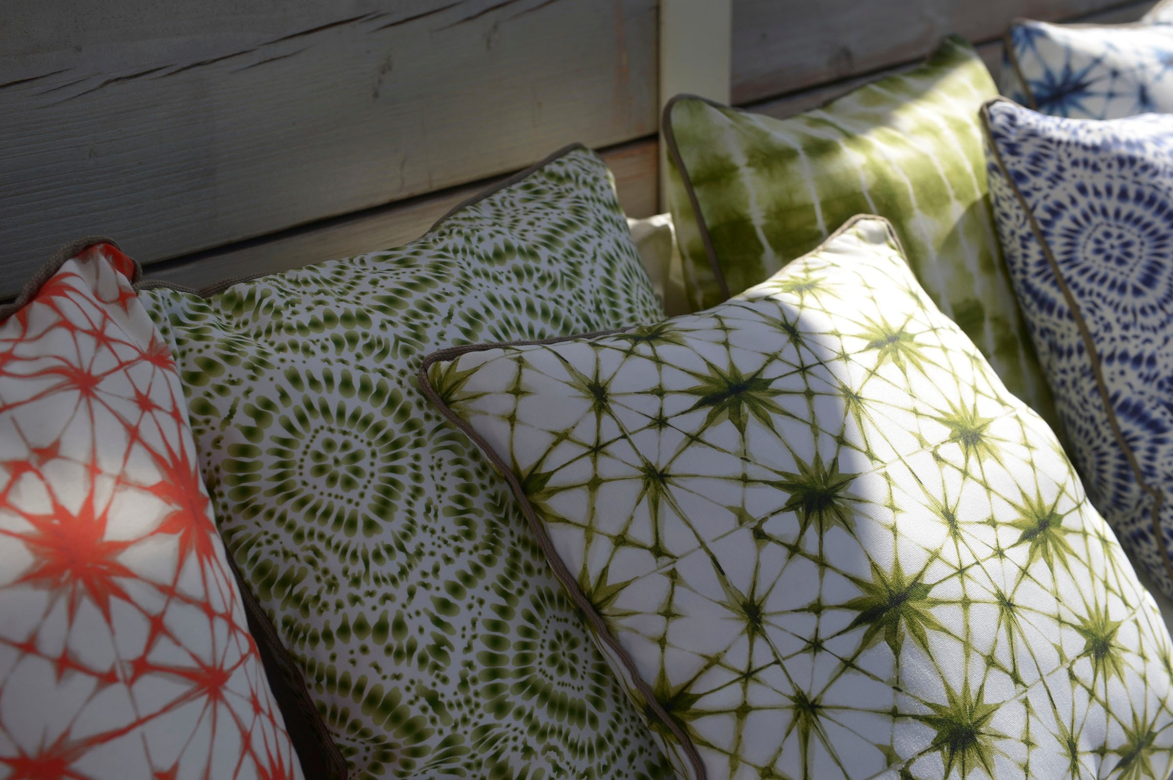 H.O.C.K. Dekokissen »Badu Batik Midnight Outdoor« mit Keder, Kissenhülle mit Füllung, 1 Stück