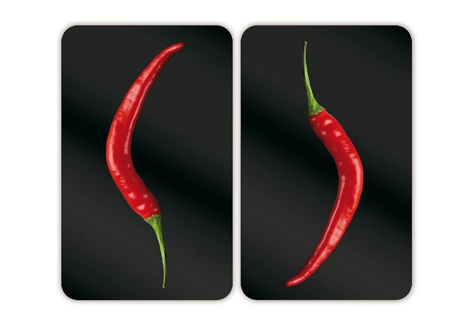 Herd-Abdeckplatte "Hot Peperoni", Glas, (Set, 2-tlg.)