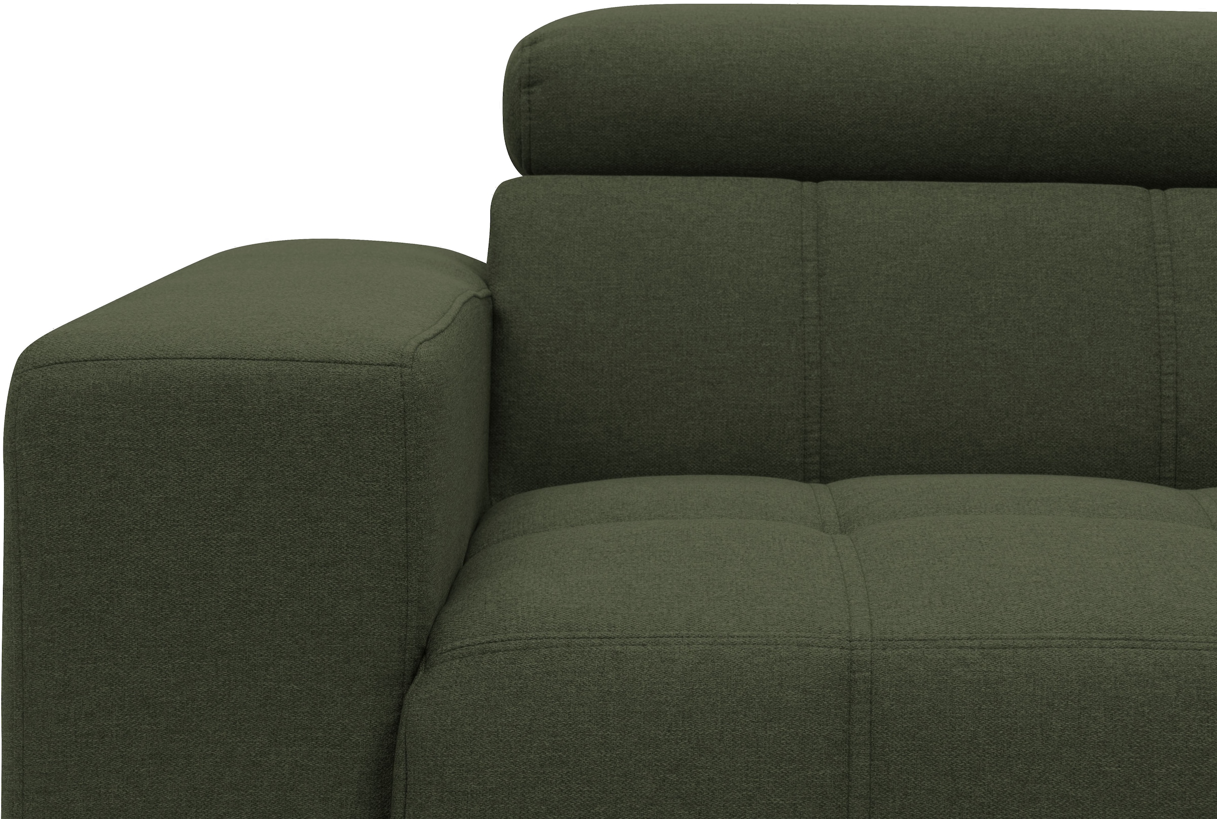DOMO collection Ecksofa »Trento L-Form, mit Kufenfuß oder Einzelfuß«, wahlweise mit Kopfteilverstellung, Recamiere links/rechts bestellbar