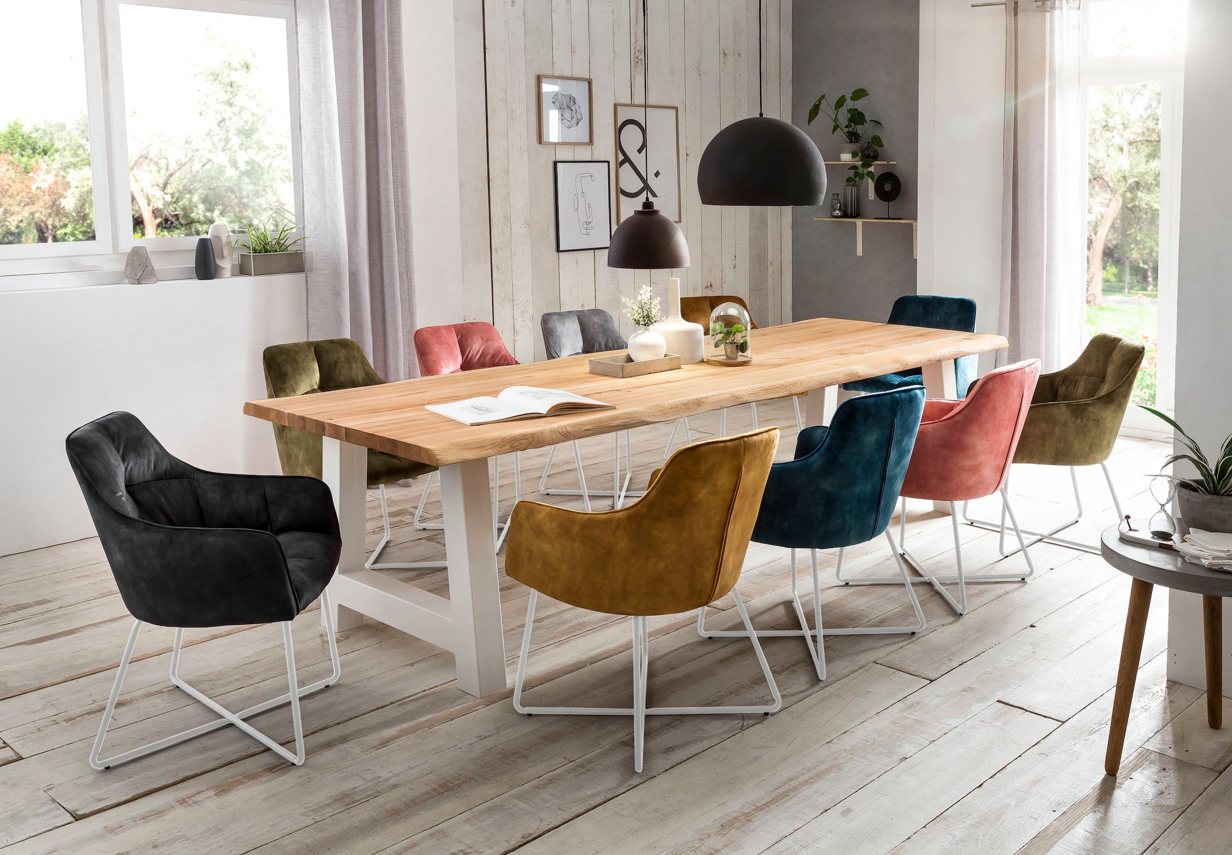 Home affaire Esstisch »Tristan« massive Balkeneiche geölt mit Baumkante, in natur oder white wash