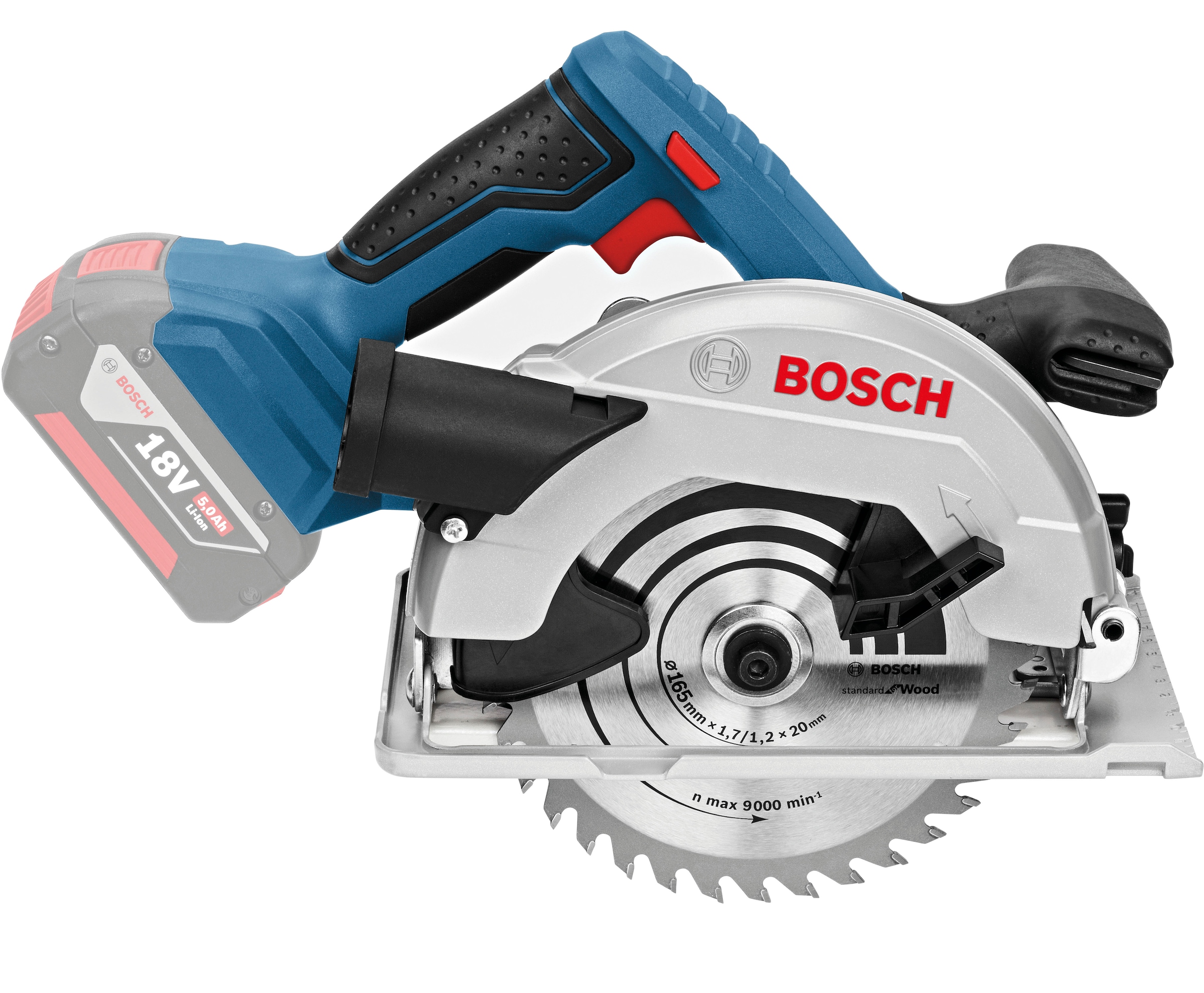 Bosch Professional Akku-Handkreissäge »»GKS 18V-57 G PROFESSIONAL«« Keine Selbstentladung, kein Memory-Effekt, lange Haltbarkeit