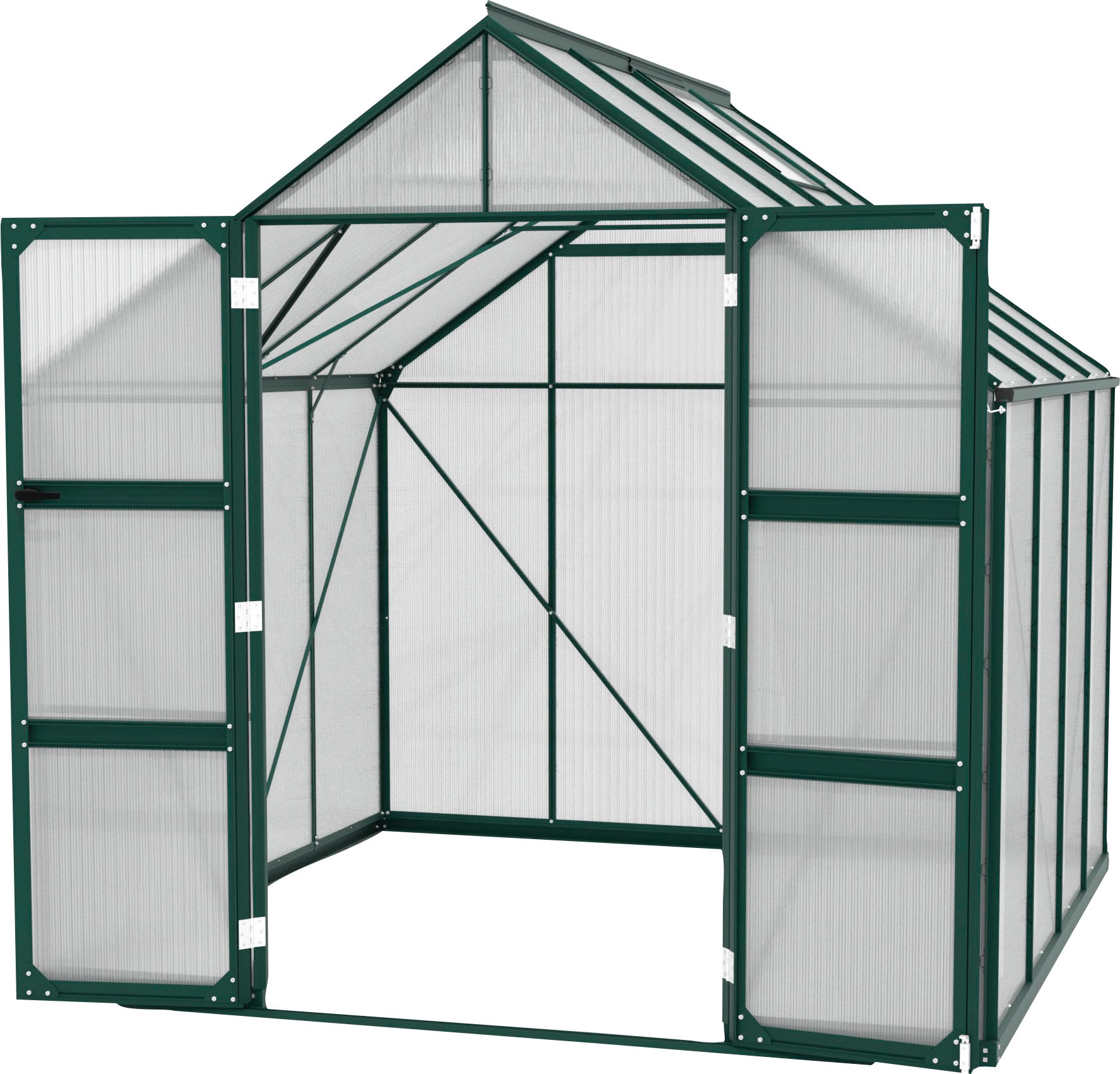 Vitavia Gewächshaus »Domus 6700«, mit Doppelschwingtüren und bodentiefer Türschwelle, 6 mm Hohlkammer