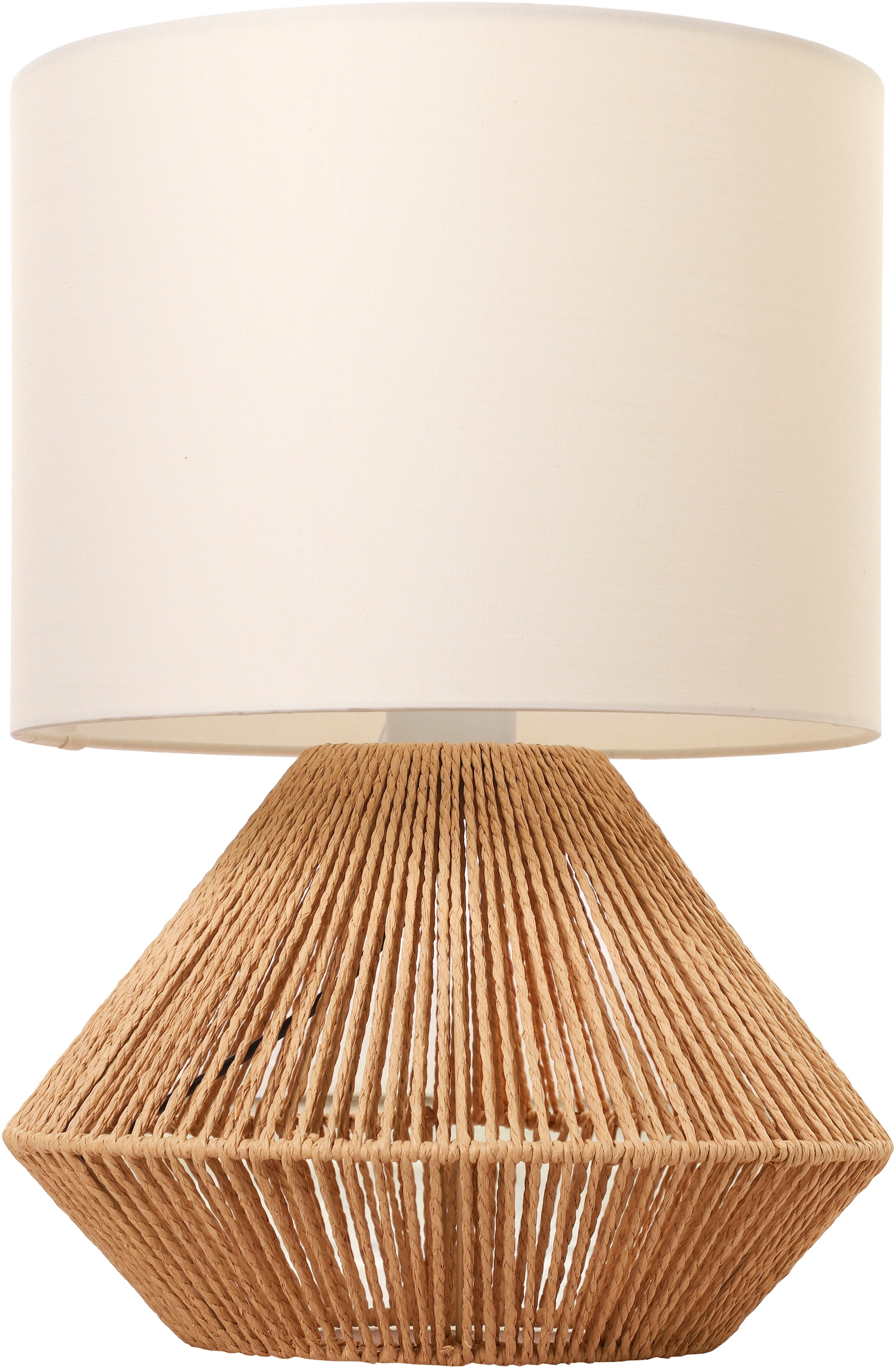 OTTO home Tischleuchte »Sillias« E27 1 Stk. Tischlampe mit Sisal Schnur,  Leinenschirm / Stoff - beige, 42 cm hoch