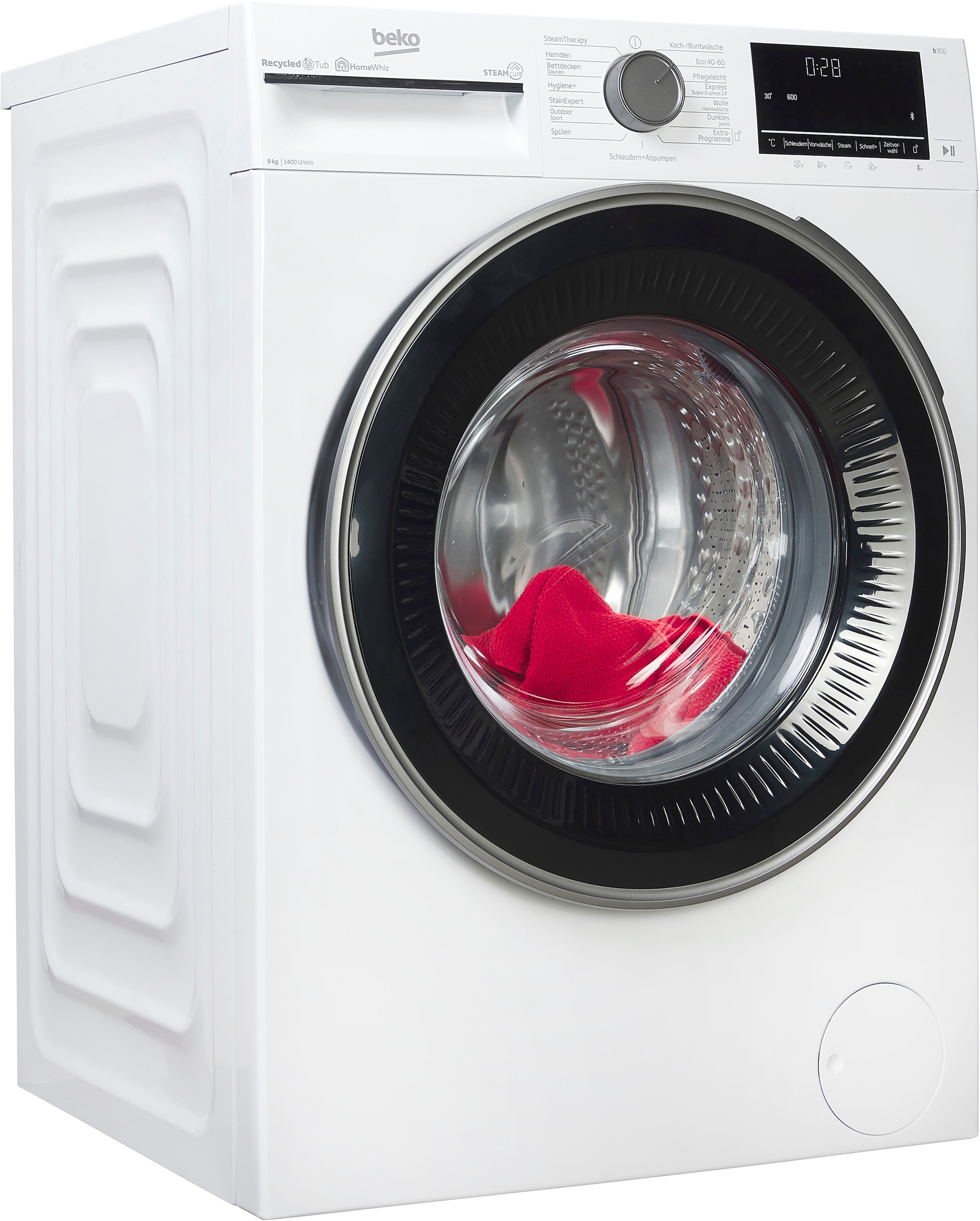 BEKO Waschmaschine, b300, B3WFU59415W2, 9 kg, 1400 U/min, SteamCure - 99% allergenfrei