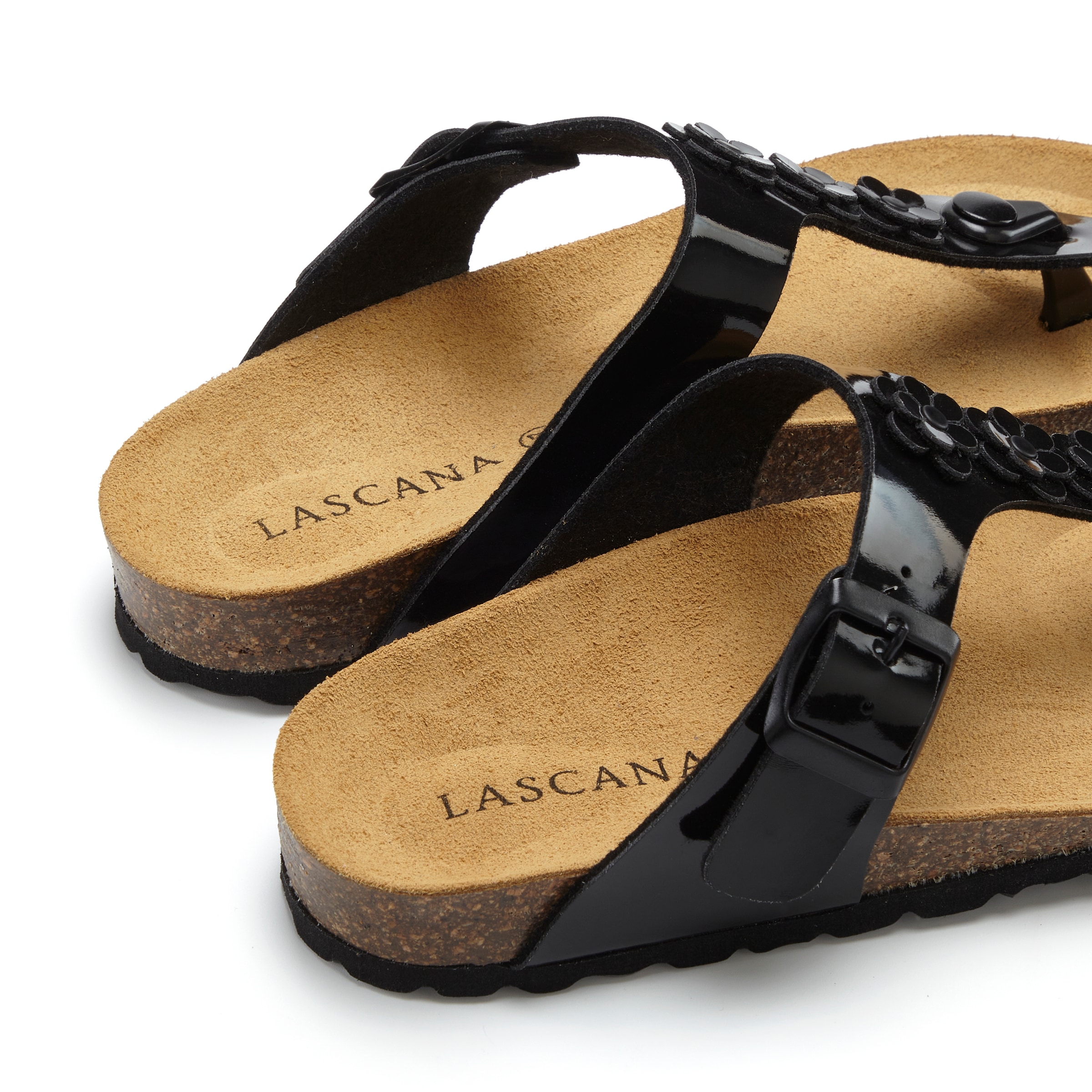 LASCANA Zehentrenner »Sandale, Pantolette, offener Schuh, Sommerschuh,«  mit komfortablem Korkfußbett