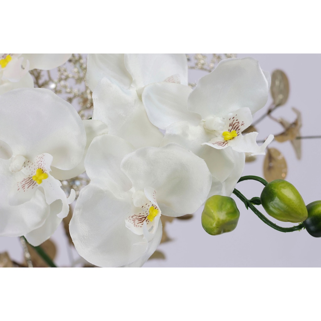 I.GE.A. Winterliche Kunstpflanze »Gesteck mit Orchidee in Keramikvase, festliche Weihnachtdeko,«