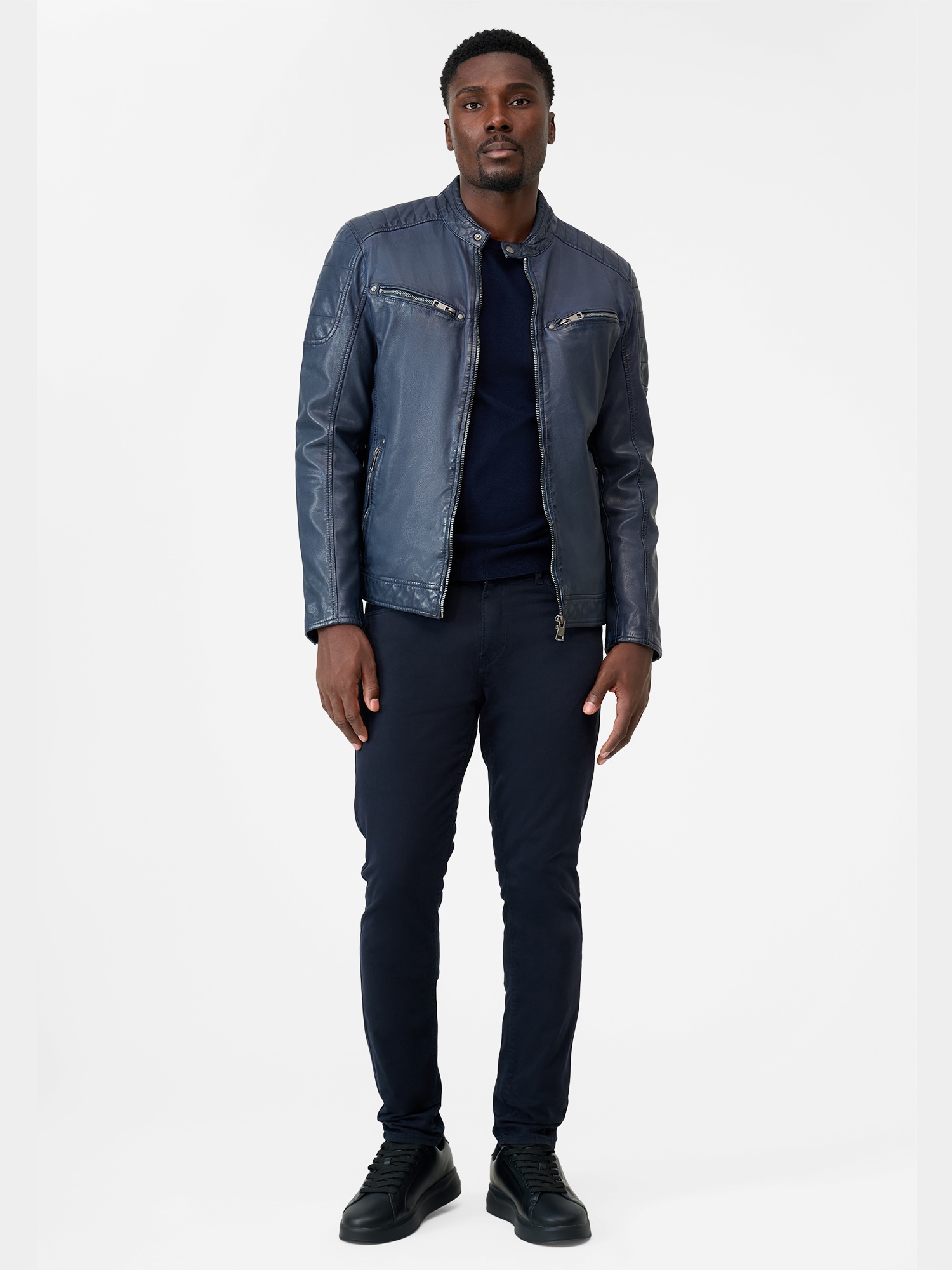 RICANO Bikerjacke »Lederjacke Gerard« ohne Kapuze Handgefertigt aus echtem Leder