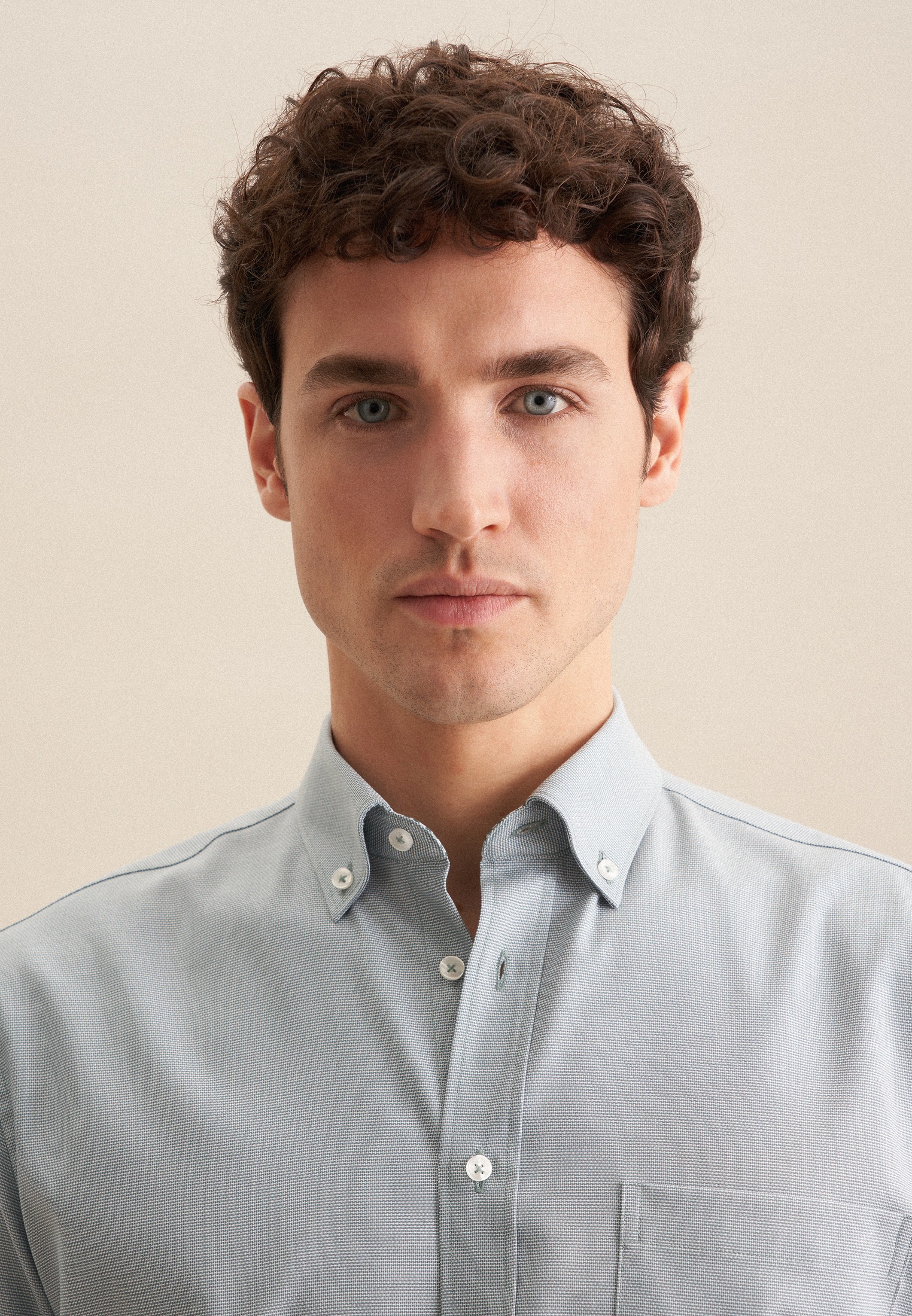 seidensticker Businesshemd »Comfort«, Comfort Kurzarm Button-Down-Kragen Struktur