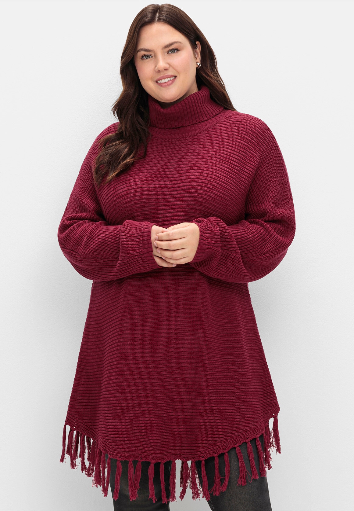 Sheego Strickponcho »Strickpullover Strickpullover in Ponchoform«