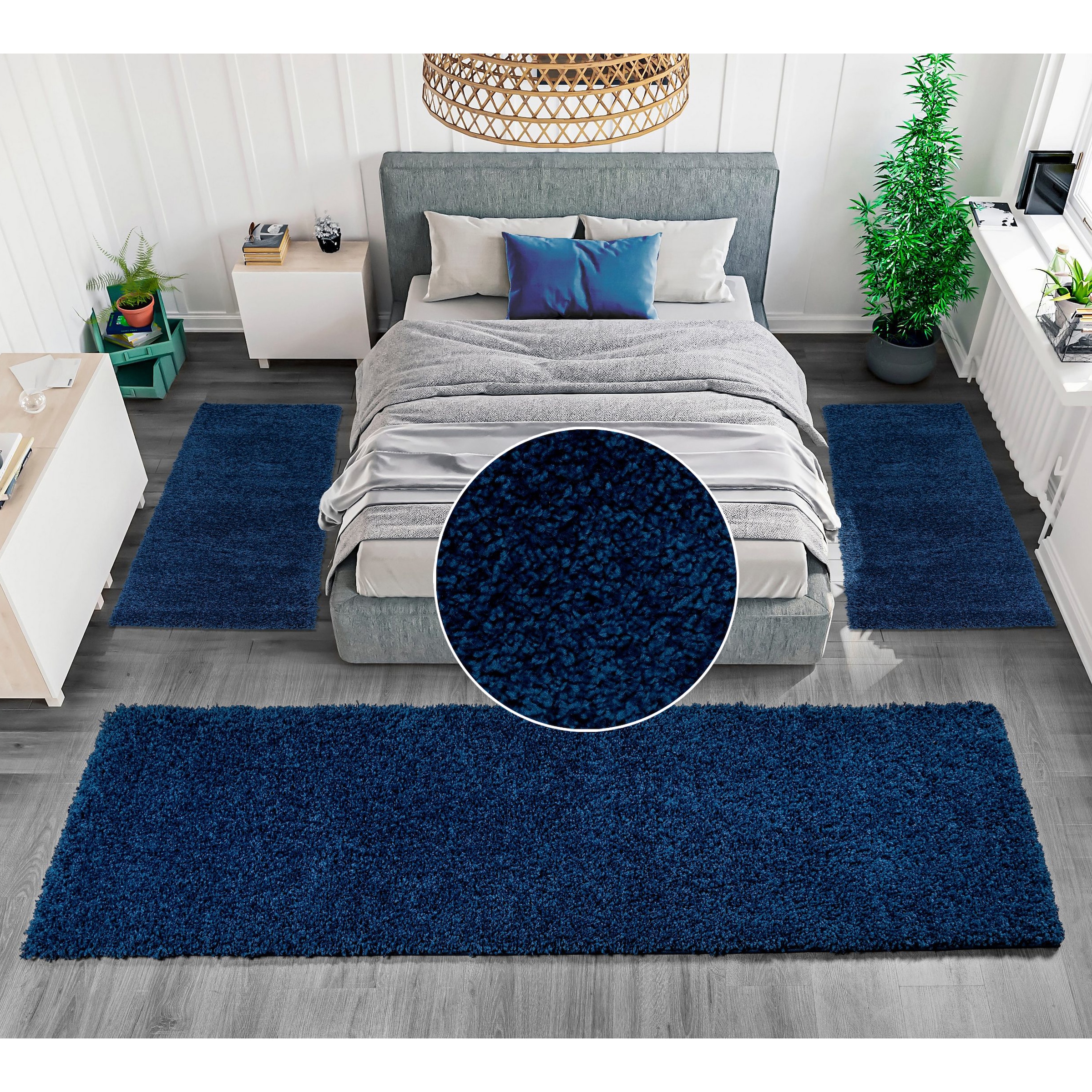 OTTO home Bettumrandung »Viva« Höhe 45 mm 3 Stk. tlg. Bettvorleger, Läufer-Set, Uni-Farben, einfarbig, besonders kuschelig