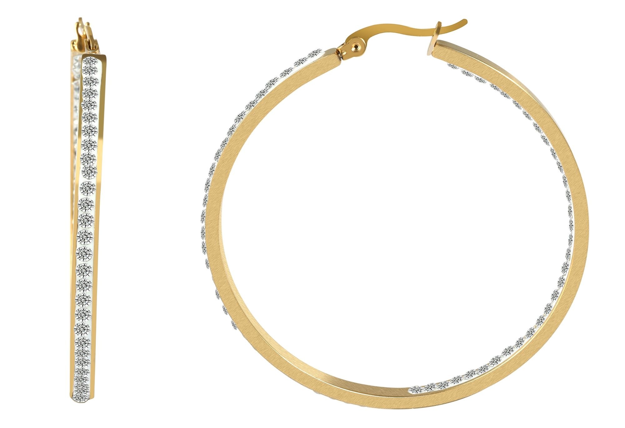 Adelia´s Paar Creolen »Damen Ohrringe ¿ Creole aus Edelstahl mit Strass Steinchen«