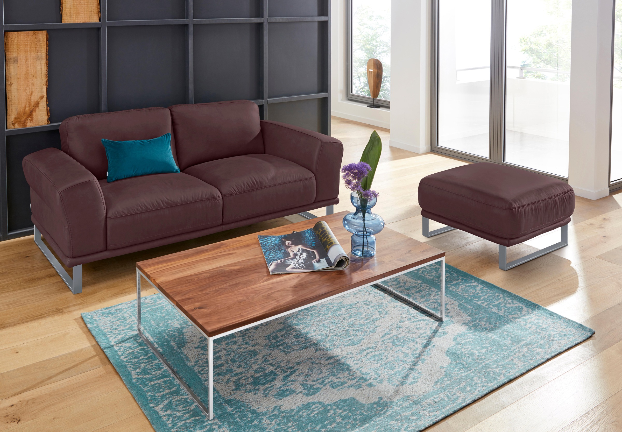 W.SCHILLIG Hocker »montanaa« mit Metallkufen in Silber matt, Breite 71 cm