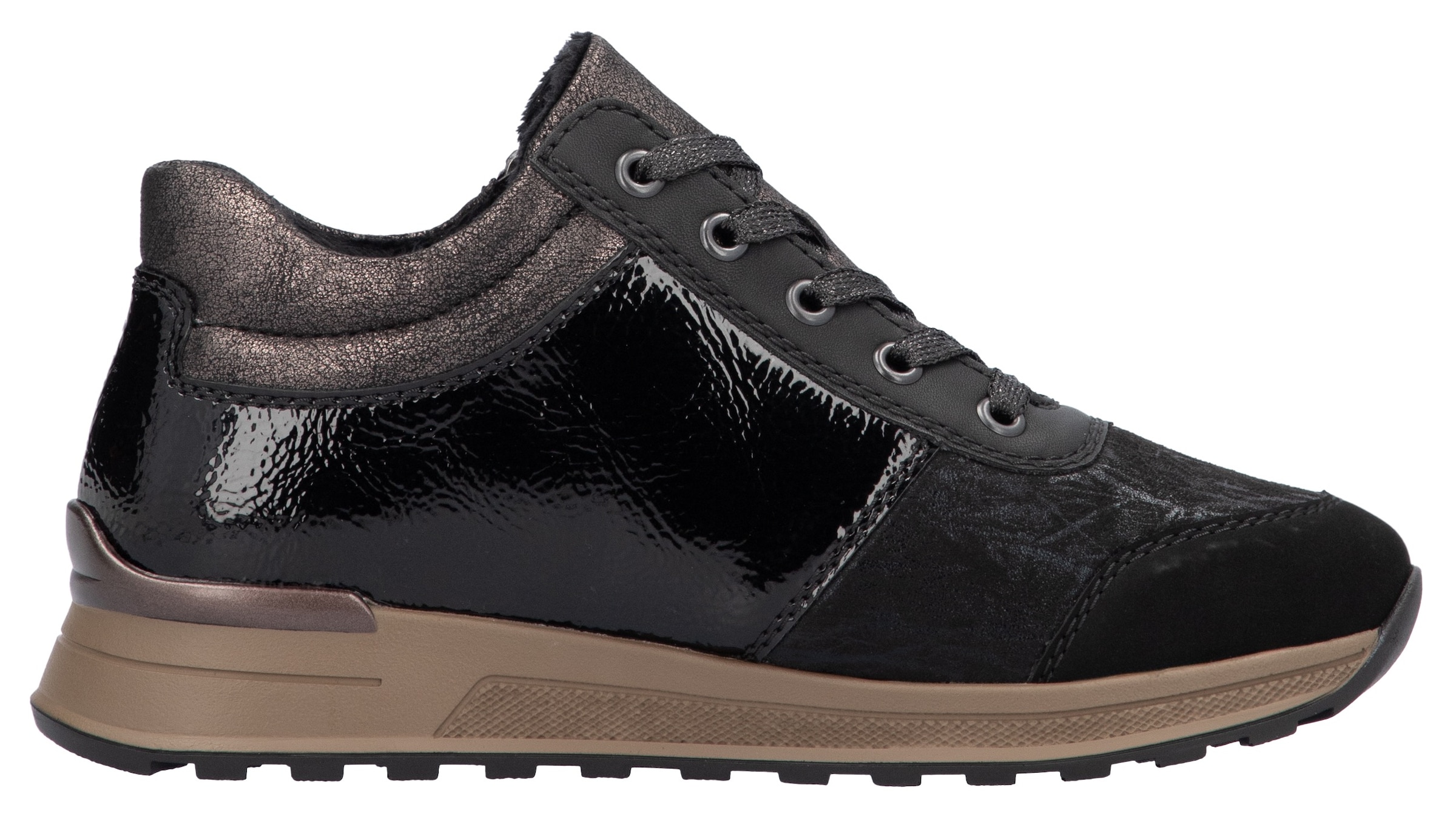 Rieker Sneaker  , Freizeitschuh, Halbschuh, Schnürschuh mit seitlichem Reißverschluss