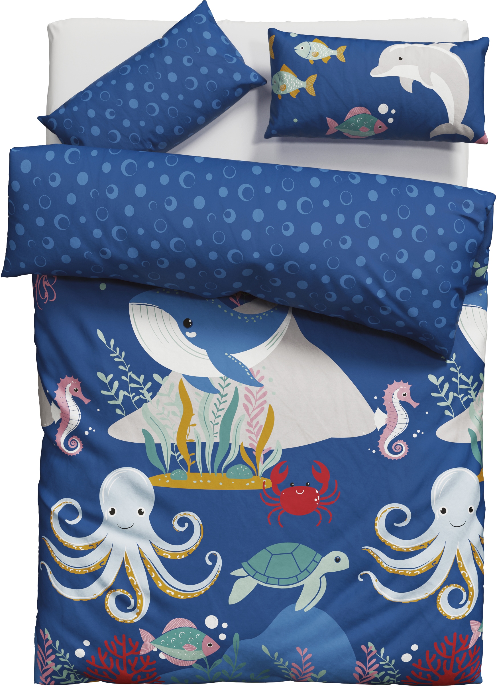 Lüttenhütt Kinderbettwäsche »CUDDLEE« 2 Stk. tlg. in vielen Designs: Dino,Einhorn,Weltraum,Baustelle,Herz,Trecker,Safari