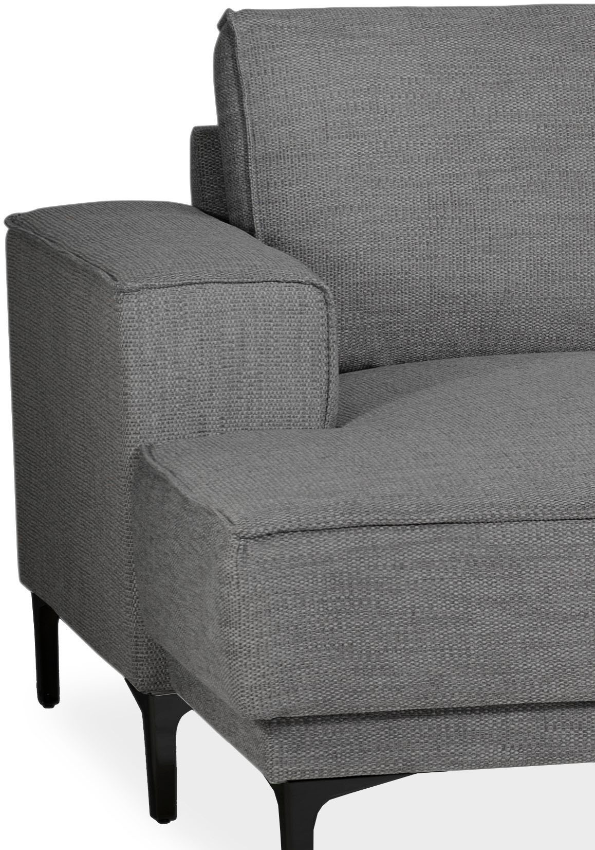 Places of Style Wohnlandschaft »XXL Sofa Oland, Struktur, Flachgewebe, Luxus-Microfaser, Boucle«, U-Form, 345 cm, Wellenunterfederung, Skandi-Design, Metallfüße